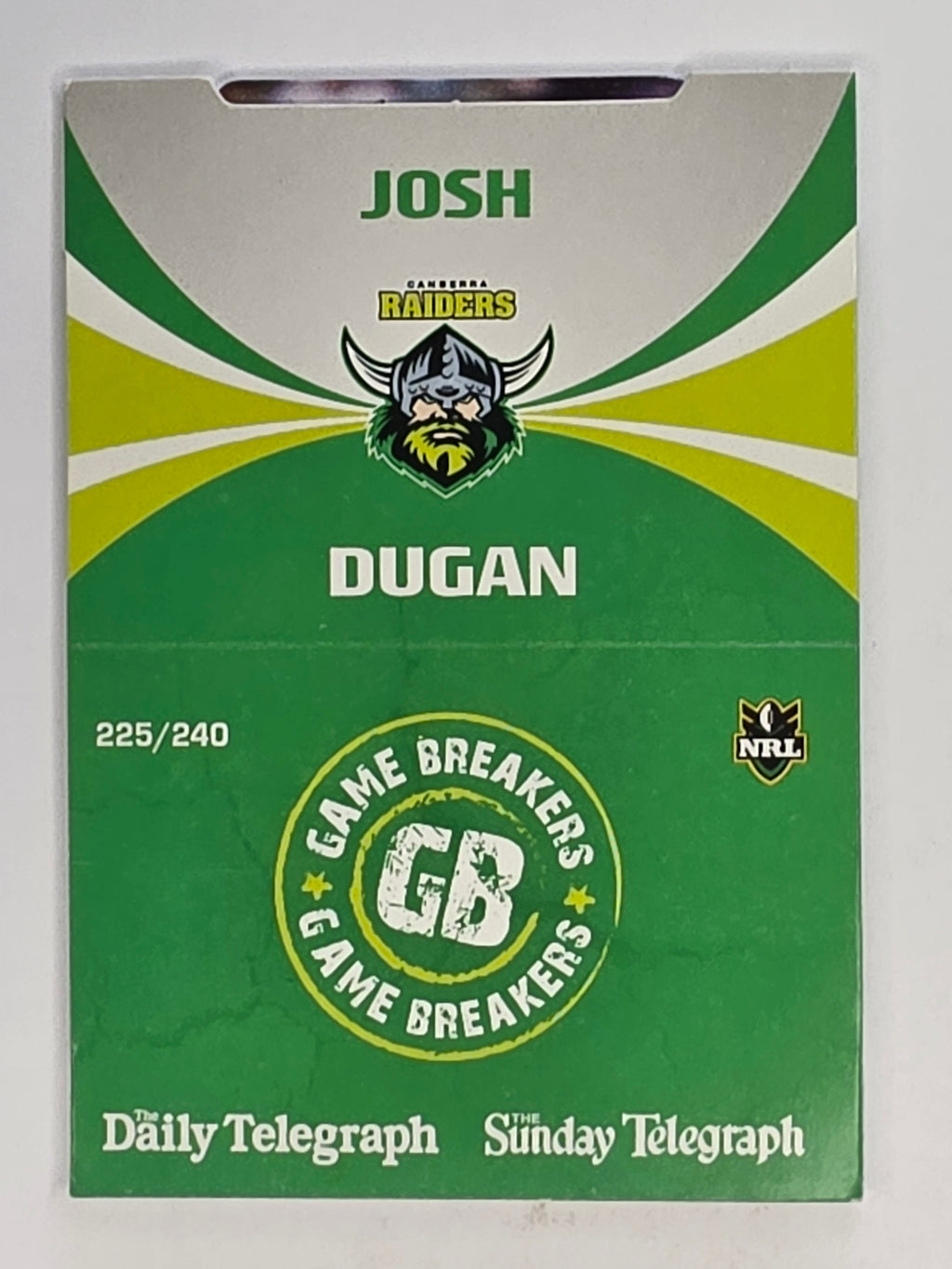 NRL 2011 Daily Telegraph | #225 Josh Dugan Game Breakers (Pop Up Card)
