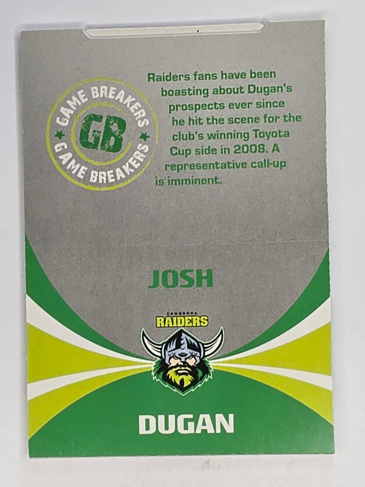 NRL 2011 Daily Telegraph | #225 Josh Dugan Game Breakers (Pop Up Card)