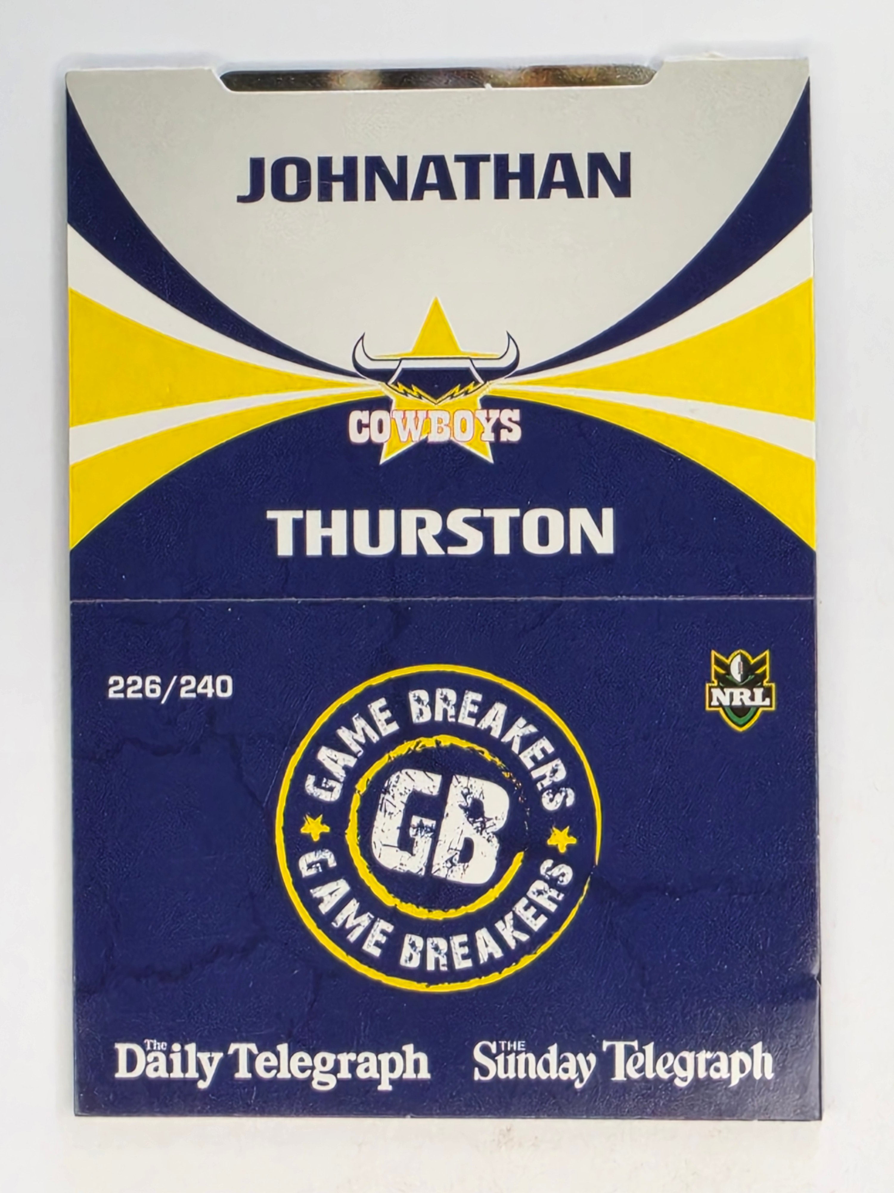 NRL 2011 Daily Telegraph | #226 Johnathan Thurston Game Breakers (Pop Up Card)