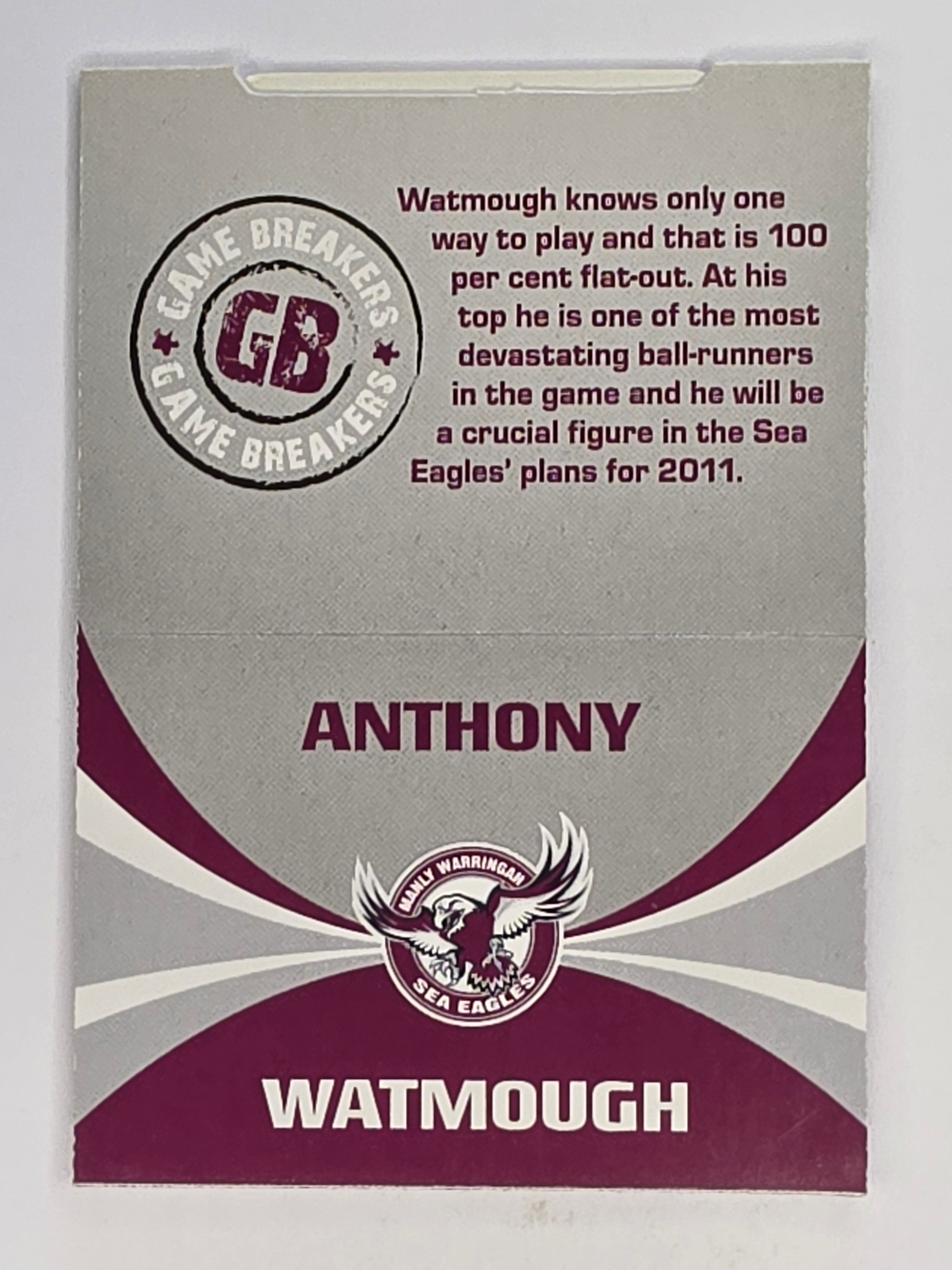 NRL 2011 Daily Telegraph | #228 Anthony Watmough Game Breakers (Pop Up Card)