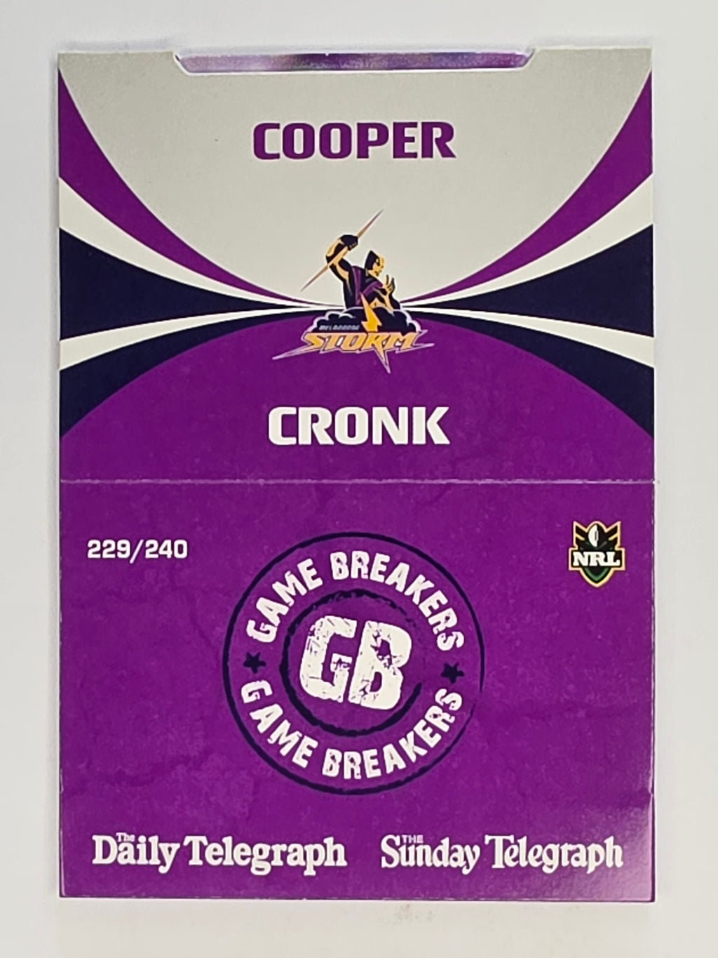 NRL 2011 Daily Telegraph | #229 Cooper Cronk Game Breakers (Pop Up Card)