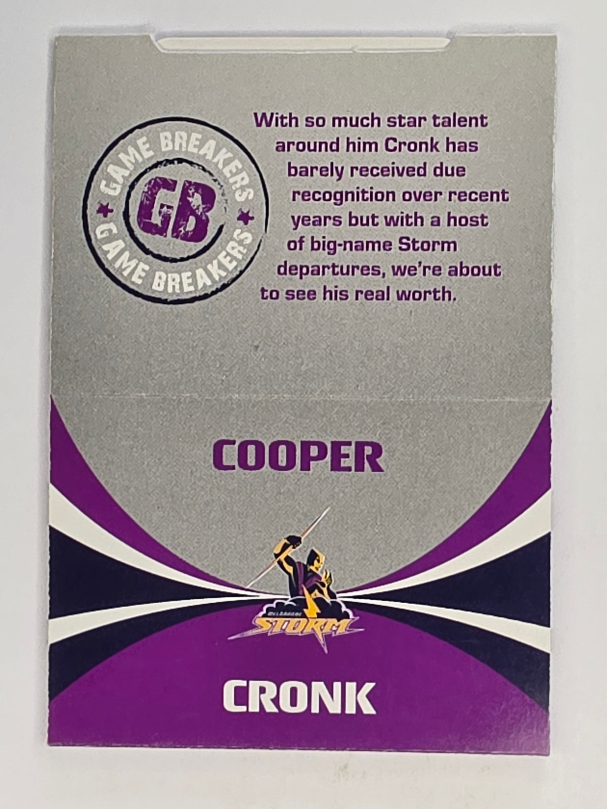NRL 2011 Daily Telegraph | #229 Cooper Cronk Game Breakers (Pop Up Card)