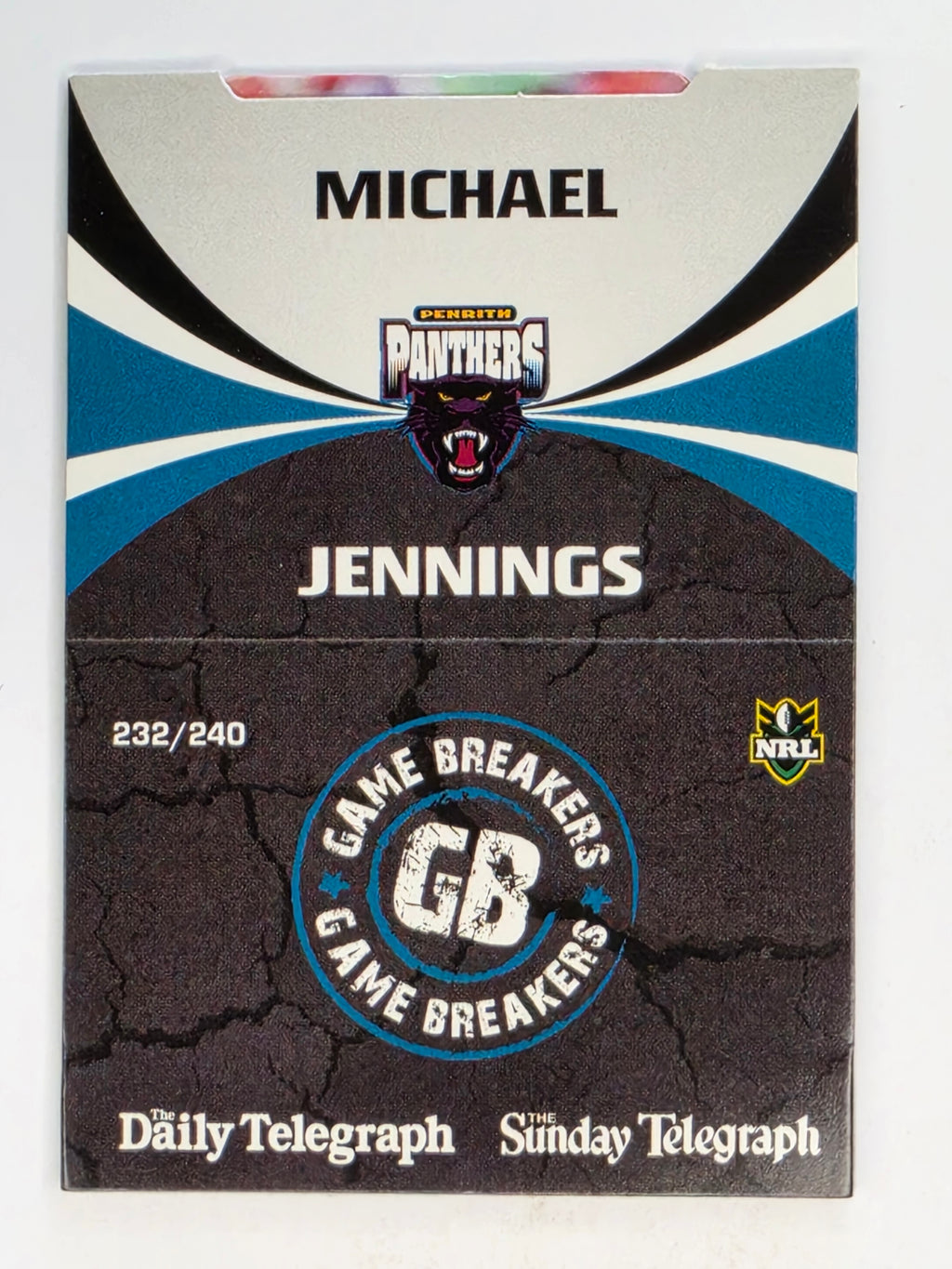 NRL 2011 Daily Telegraph | #232 Michael Jennings Game Breakers (Pop Up Card)