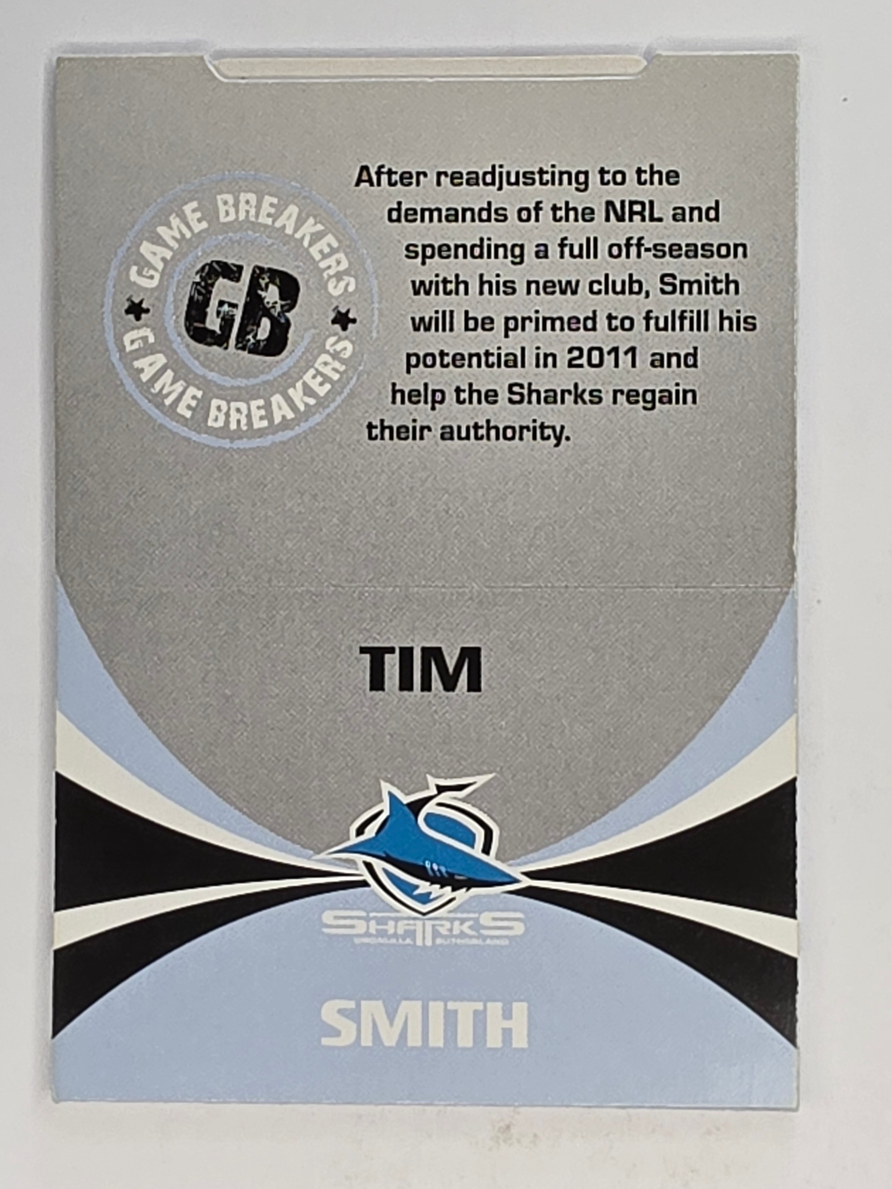 NRL 2011 Daily Telegraph | #233 Tim Smith Game Breakers (Pop Up Card)