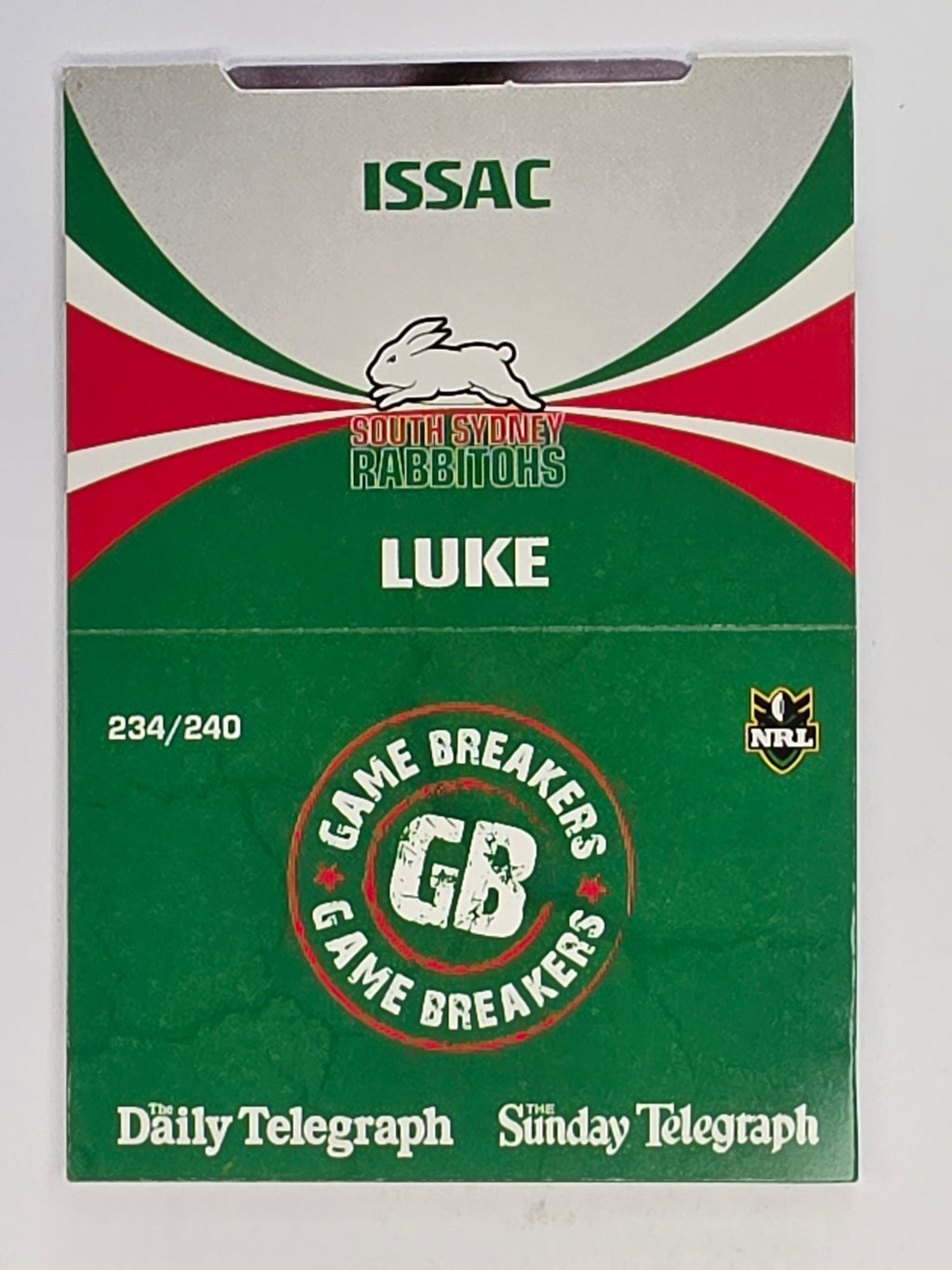 NRL 2011 Daily Telegraph | #234 Issac Luke Game Breakers (Pop Up Card)