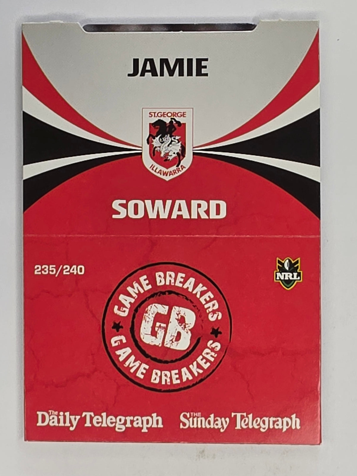 NRL 2011 Daily Telegraph | #235 Jamie Soward Game Breakers (Pop Up Card)