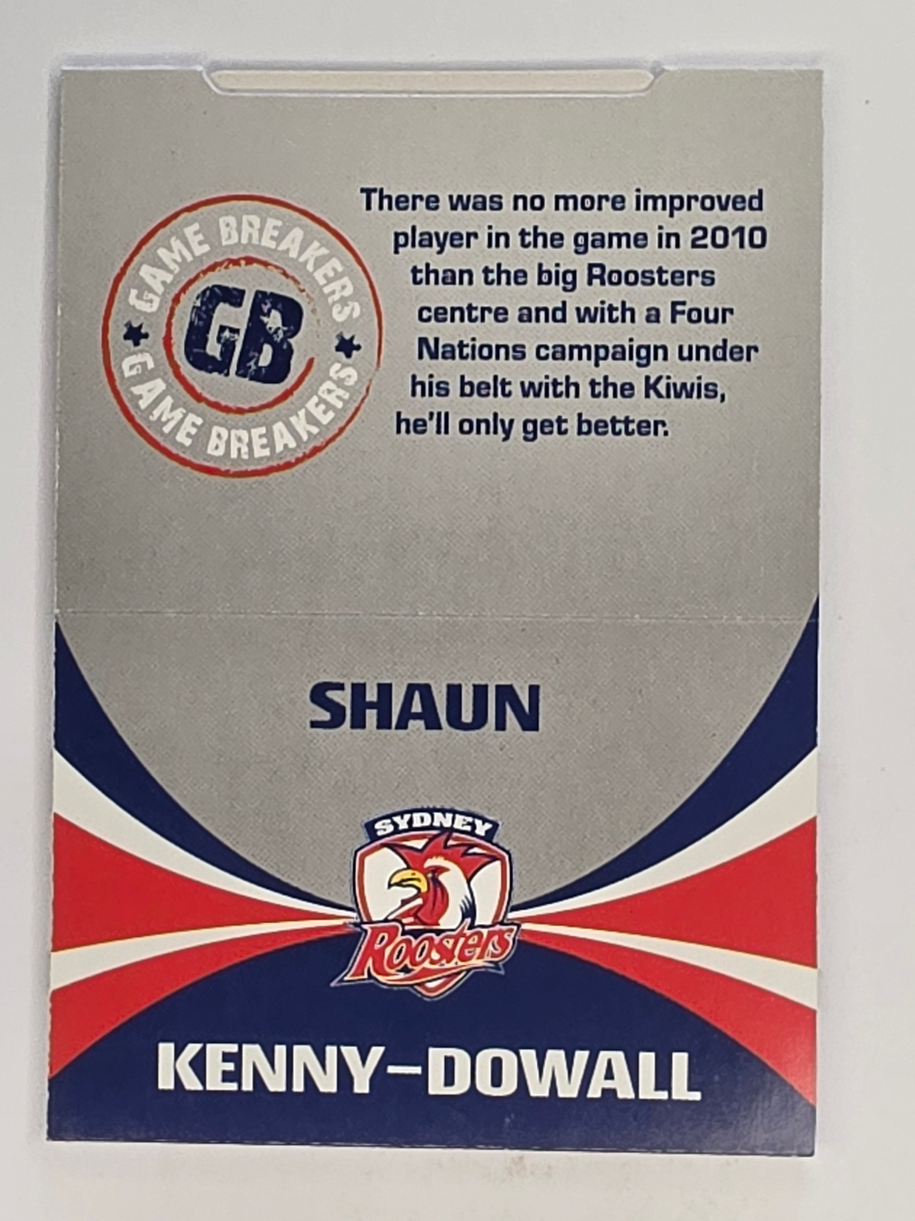 NRL 2011 Daily Telegraph | #238 Shaun Kenny-Dowall Game Breakers (Pop Up Card)