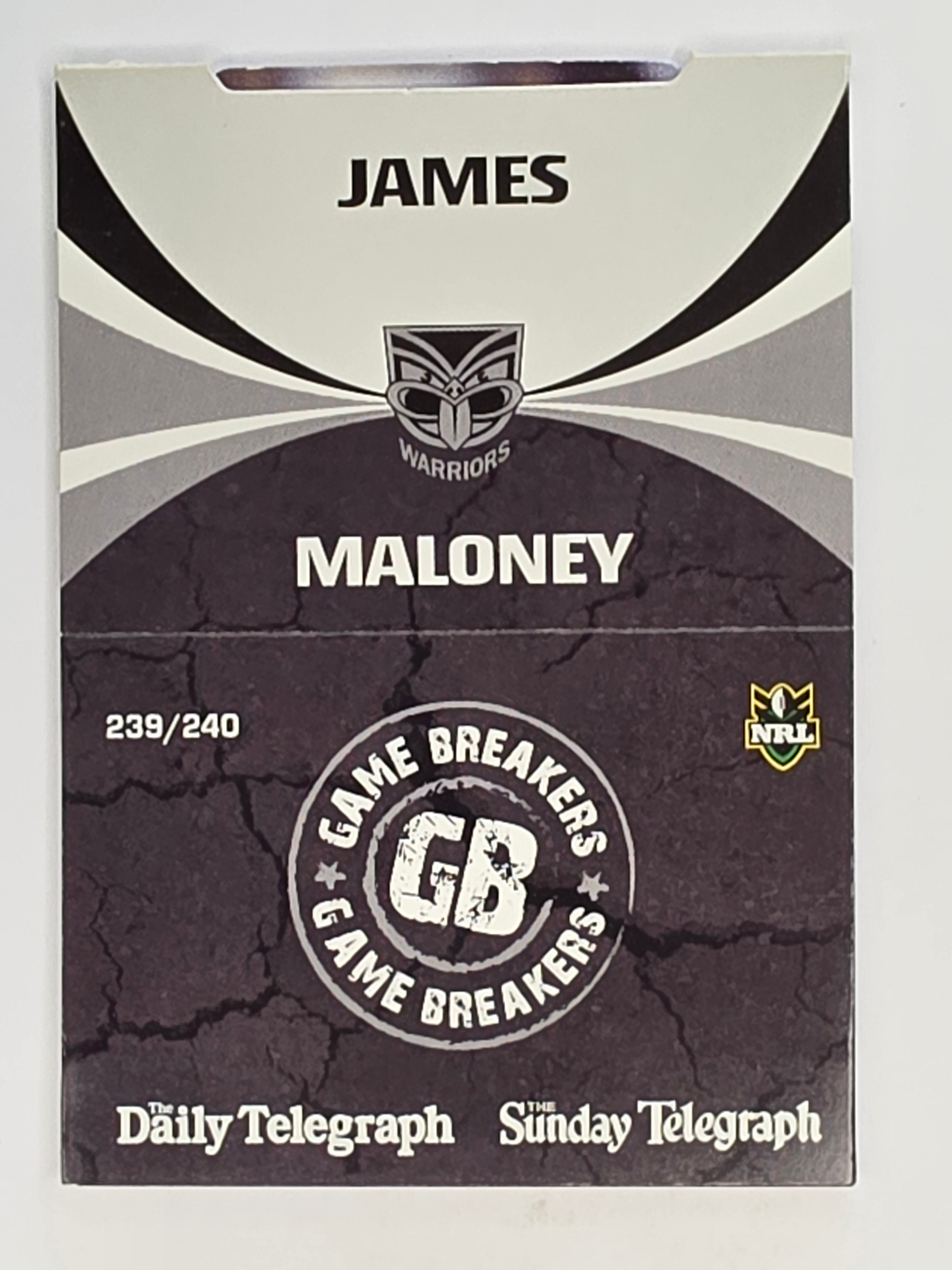 NRL 2011 Daily Telegraph | #239 James Maloney Game Breakers (Pop Up Card)