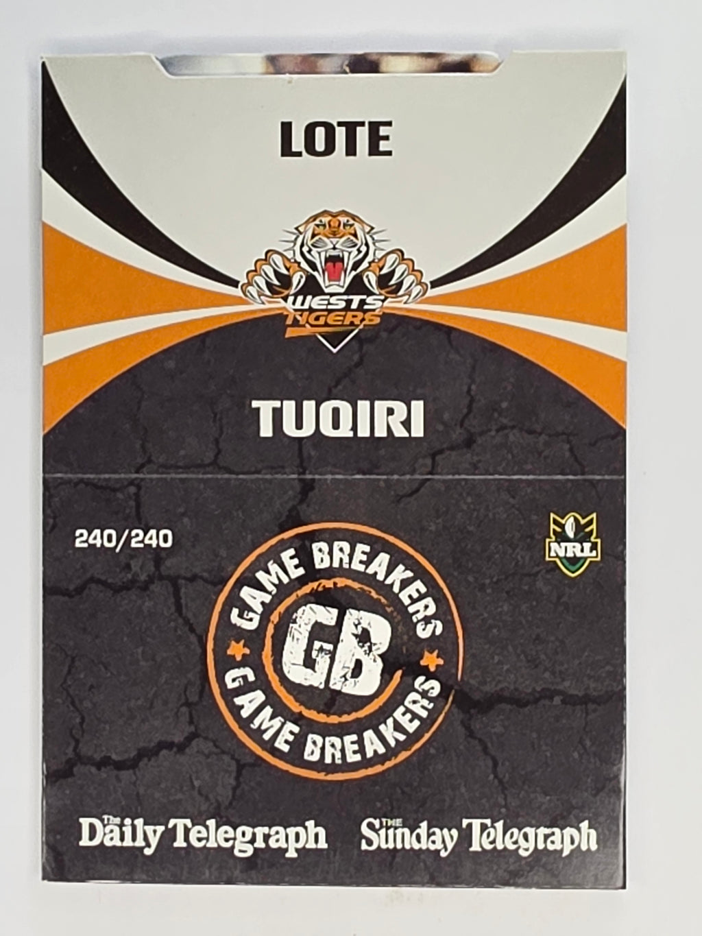 NRL 2011 Daily Telegraph | #240 Lote Tuqiri Game Breakers (Pop Up Card)