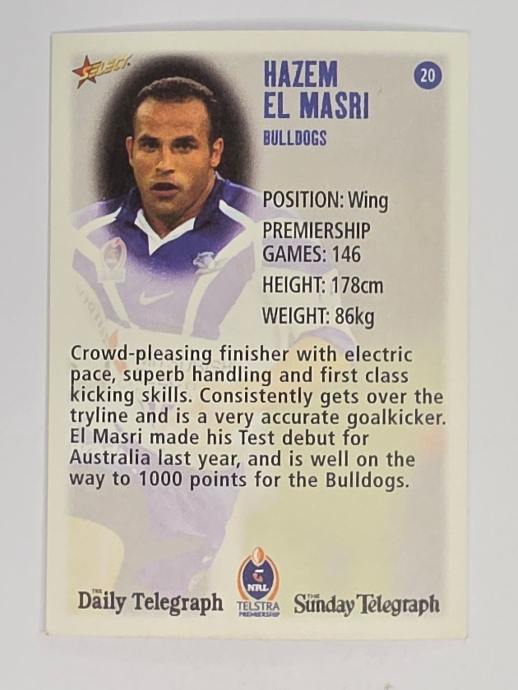 NRL 2003 Daily Telegraph | #020 | Hazem El Masri | Canterbury Bankstown Bulldogs