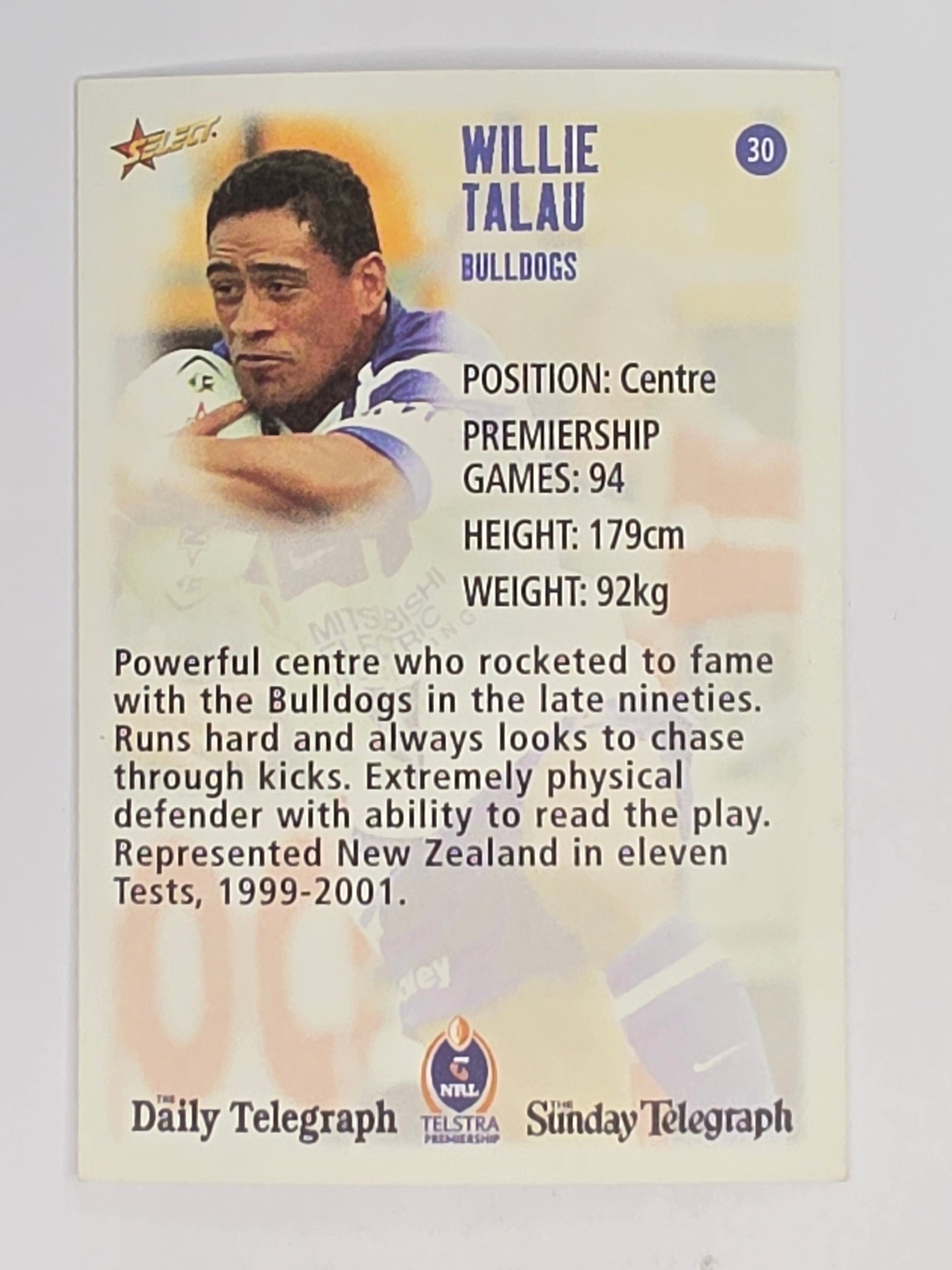 NRL 2003 Daily Telegraph | #030 | Willie Talau | Canterbury Bankstown Bulldogs