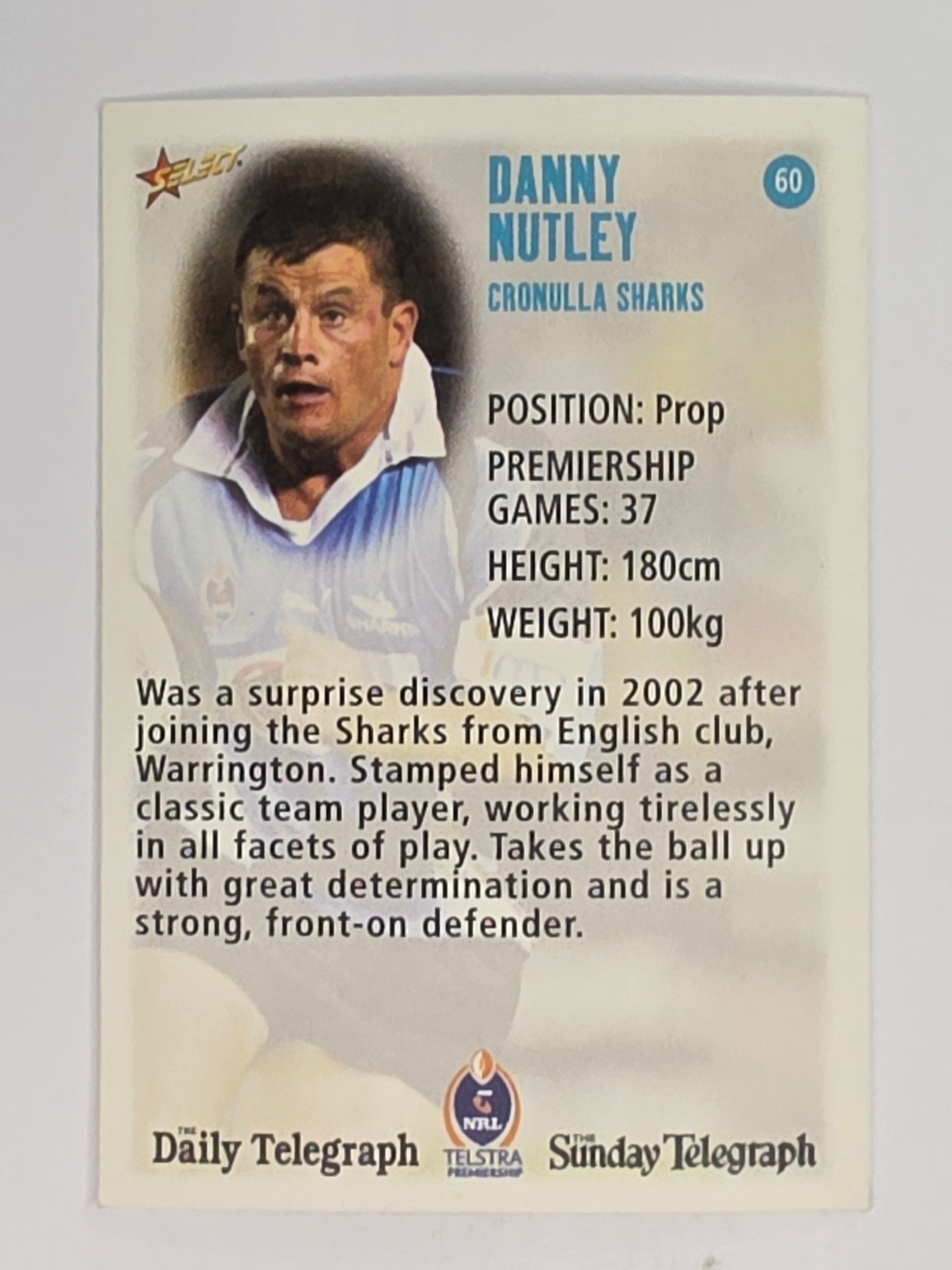 NRL 2003 Daily Telegraph | #060 | Danny Nutley | Cronulla Sutherland Sharks