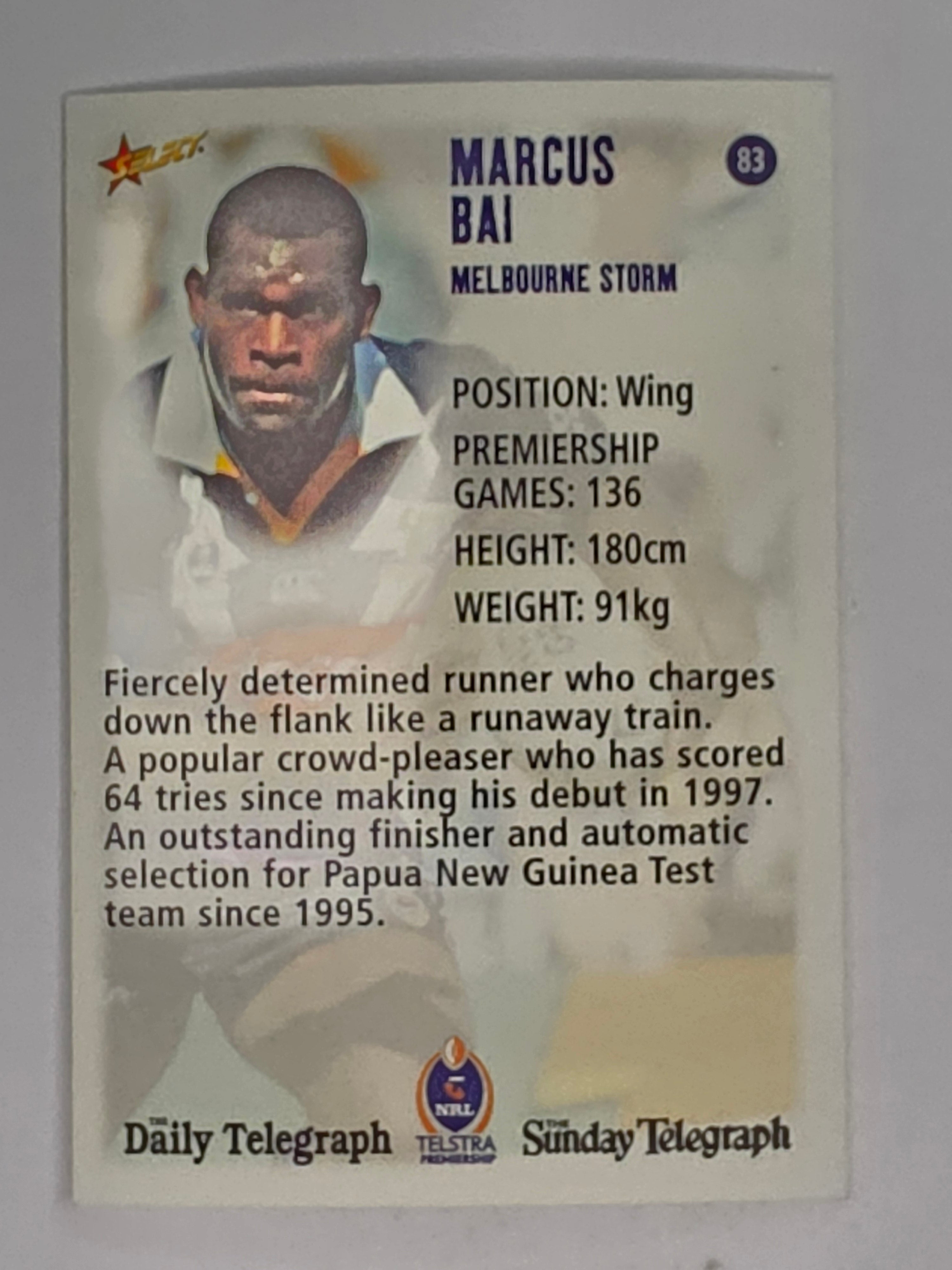 NRL 2003 Daily Telegraph | #083 | Marcus Bai | Melbourne Storm