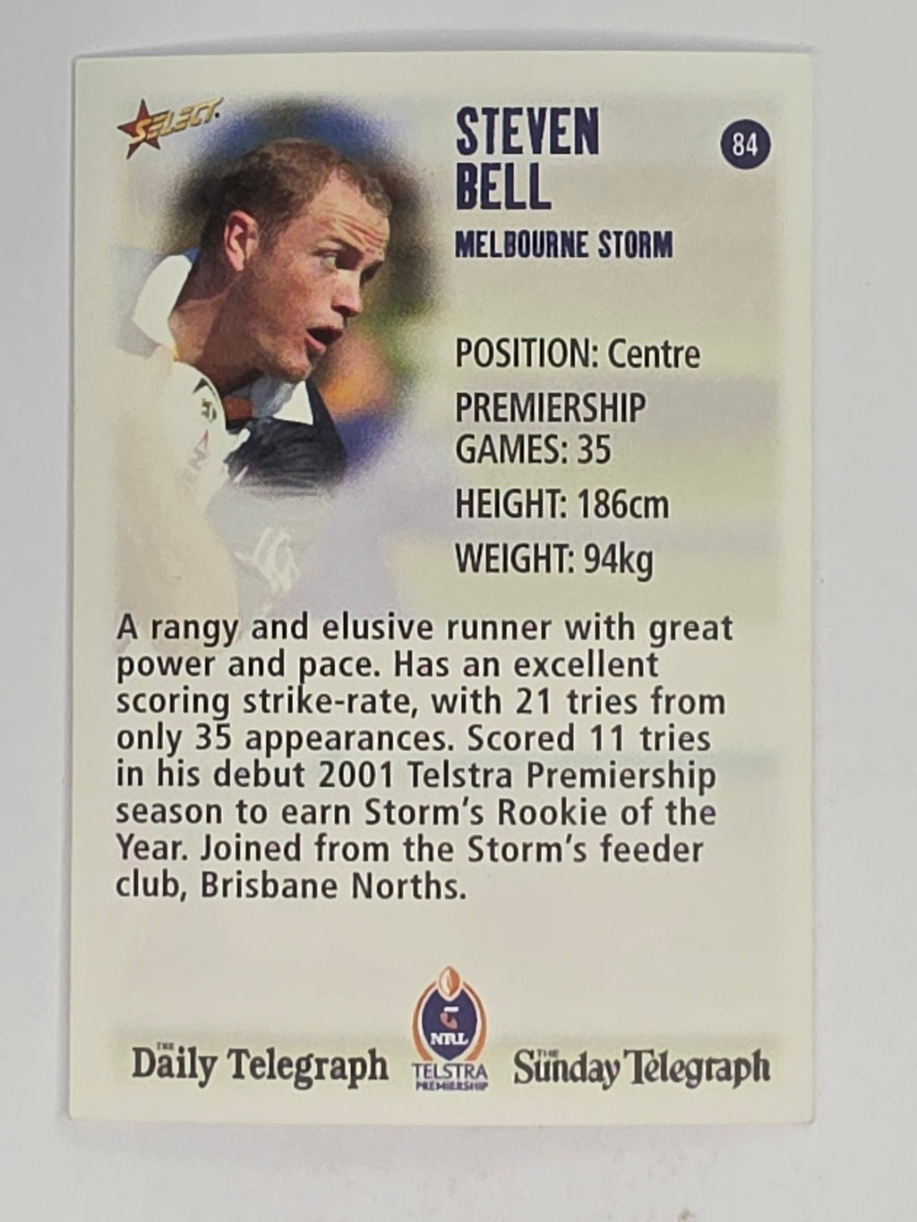 NRL 2003 Daily Telegraph | #084 | Steven Bell | Melbourne Storm