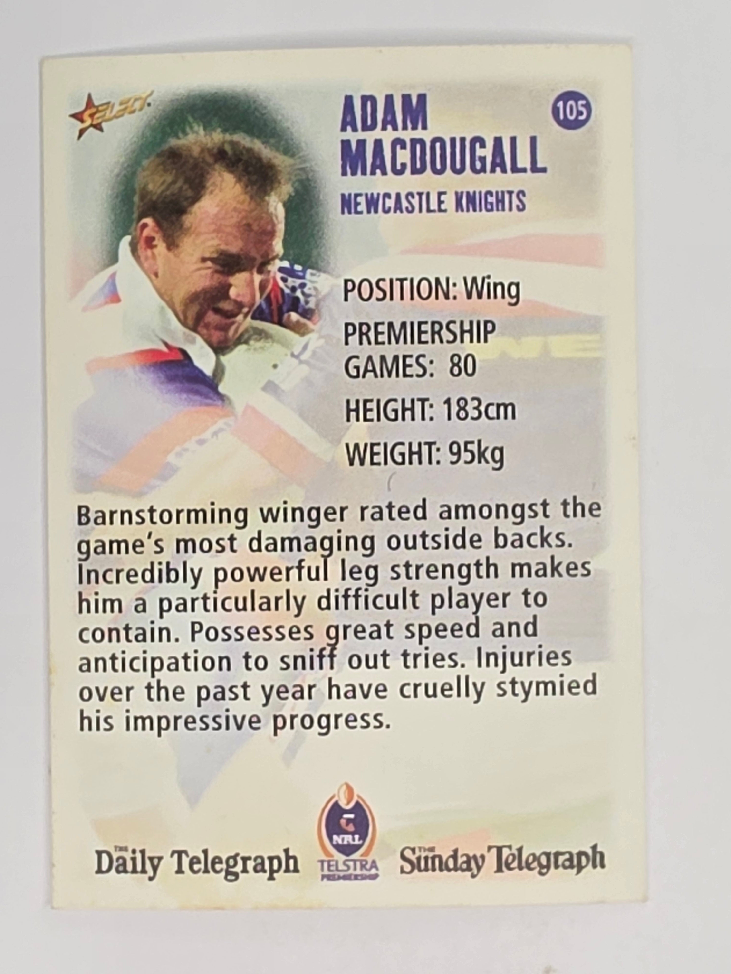 NRL 2003 Daily Telegraph | #105 | Adam MacDougall | Newcastle Knights