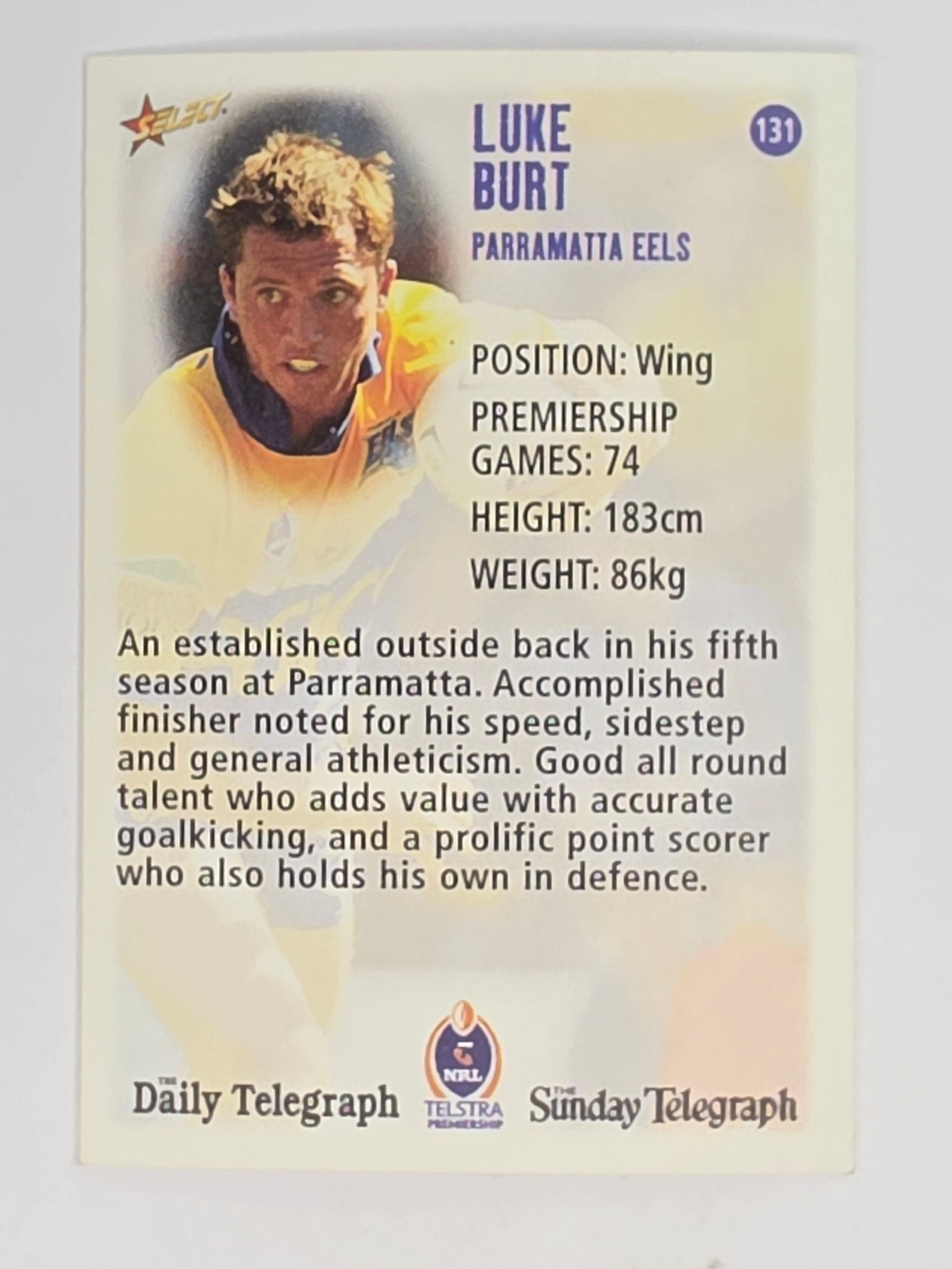 NRL 2003 Daily Telegraph | #131 | Luke Burt | Parramatta Eels