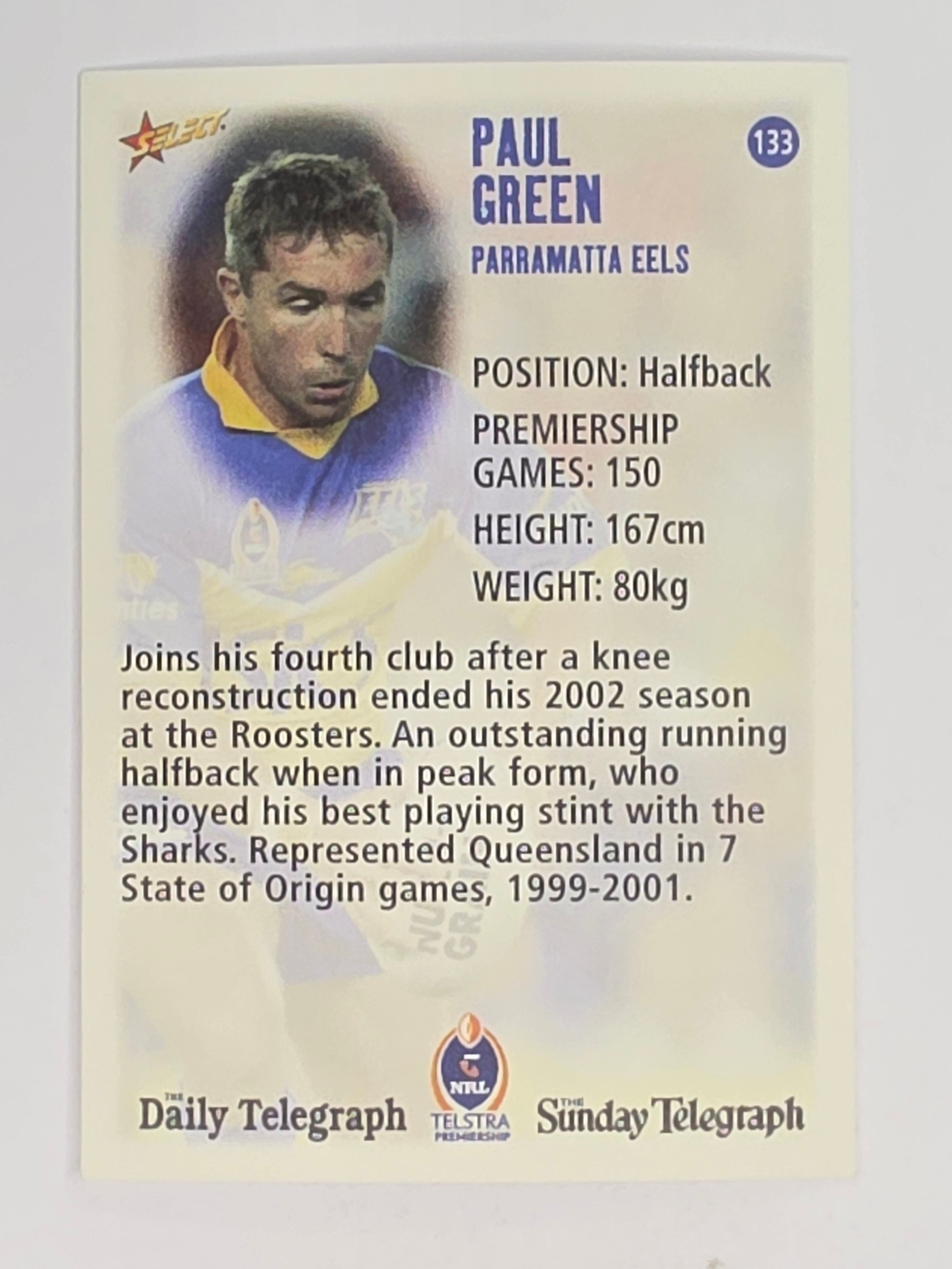 NRL 2003 Daily Telegraph | #133 | Paul Green | Parramatta Eels