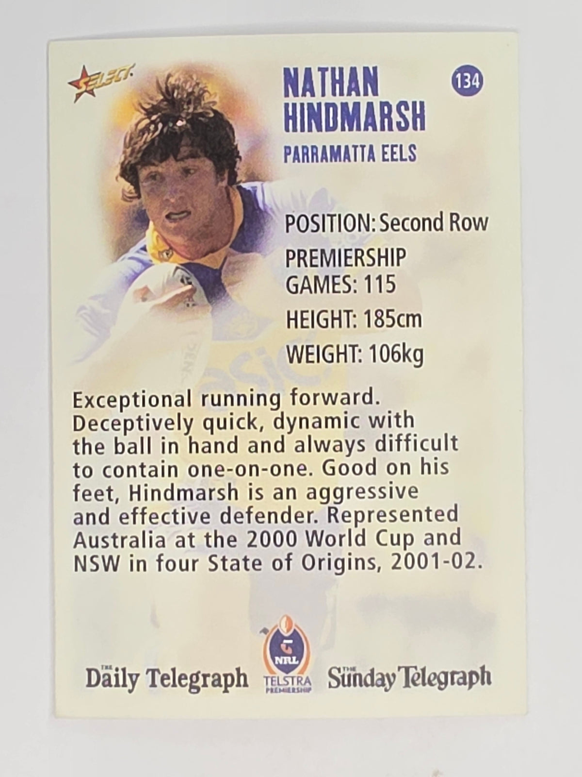 NRL 2003 Daily Telegraph | #134 | Nathan Hindmarsh | Parramatta Eels