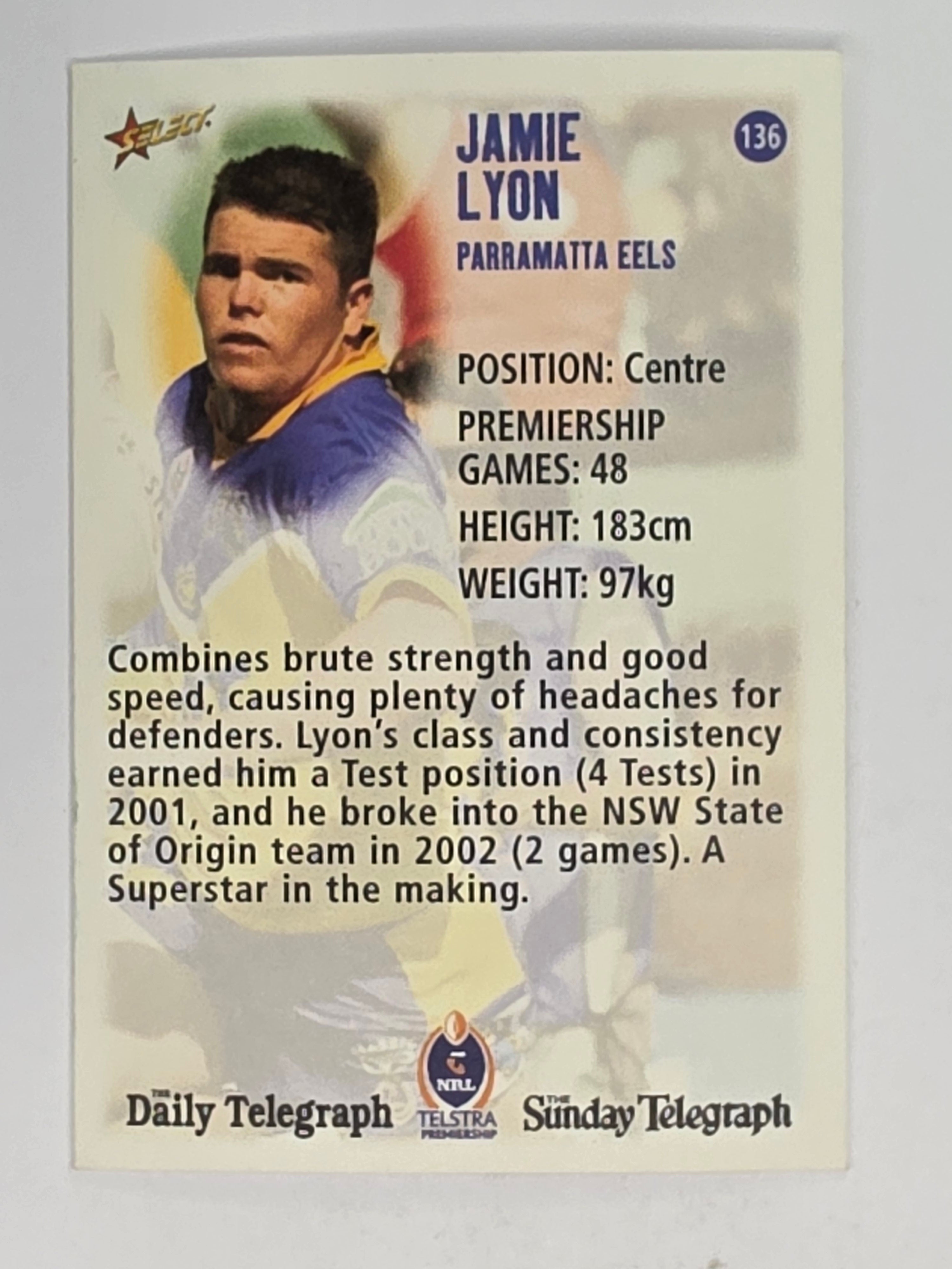 NRL 2003 Daily Telegraph | #136 | Jamie Lyon | Parramatta Eels