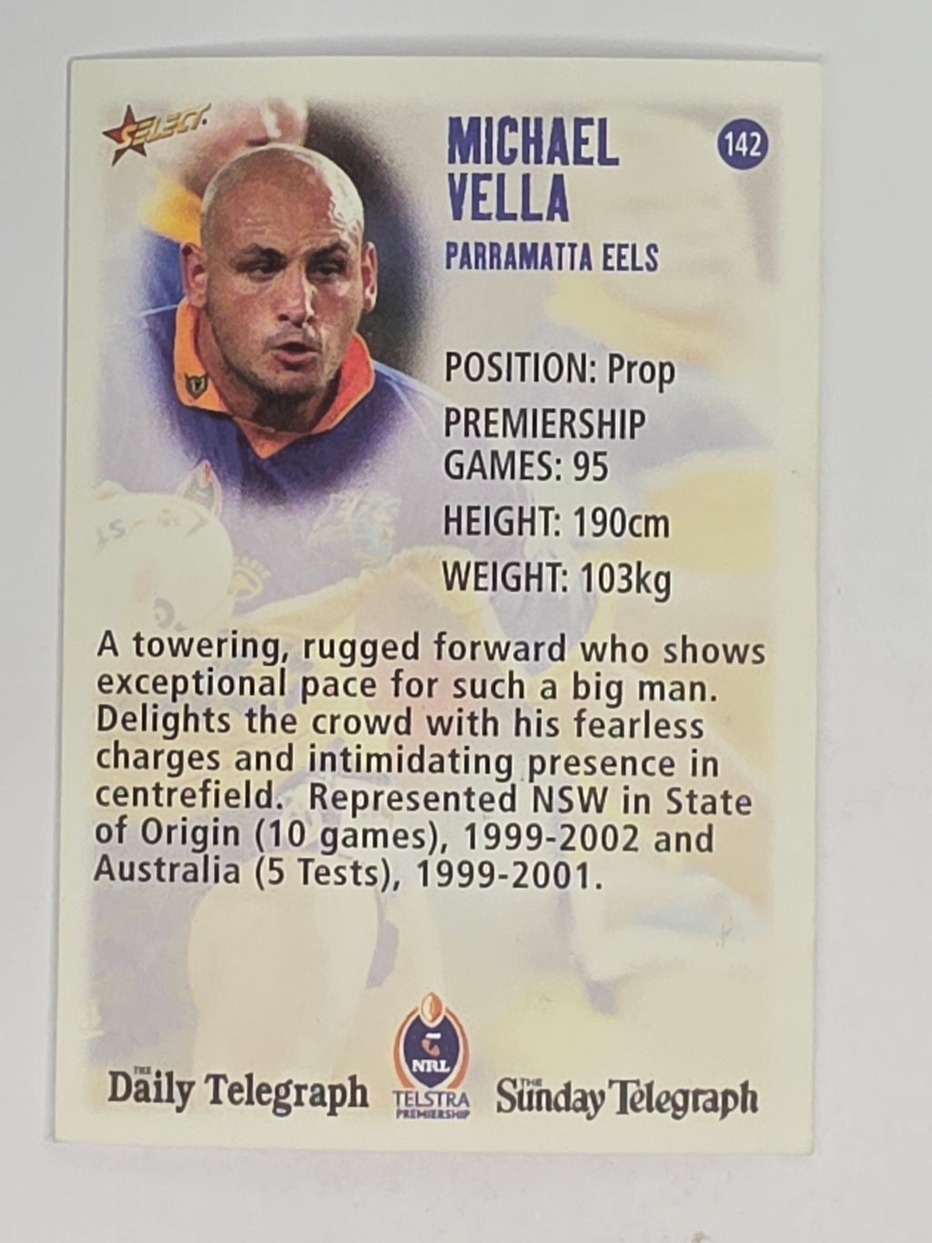 NRL 2003 Daily Telegraph | #142 | Michael Vella | Parramatta Eels
