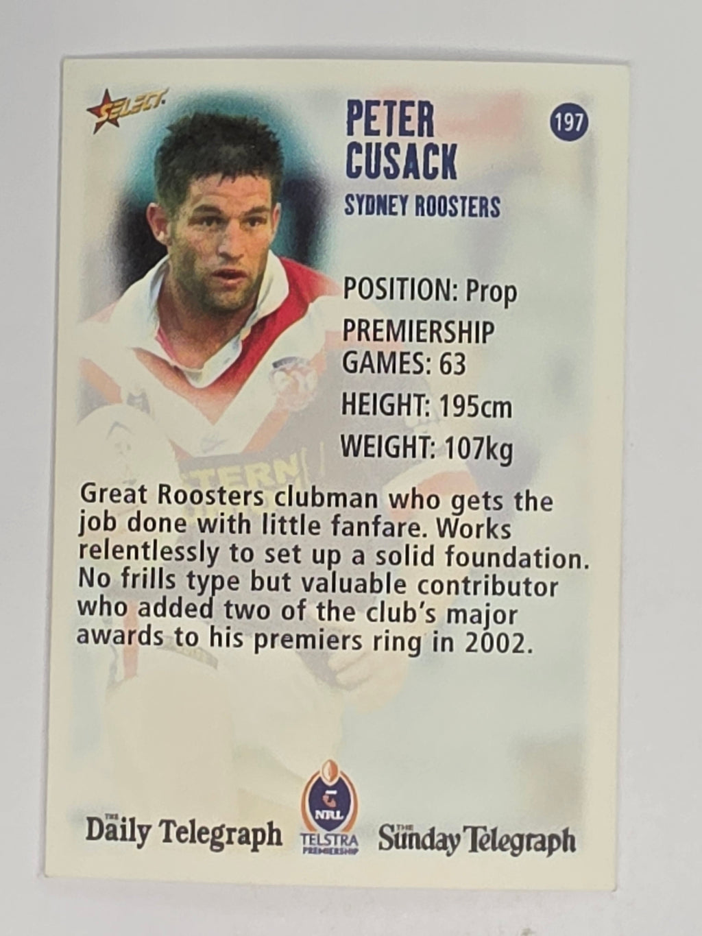 NRL 2003 Daily Telegraph | #197 | Peter Cusack | Sydney Roosters