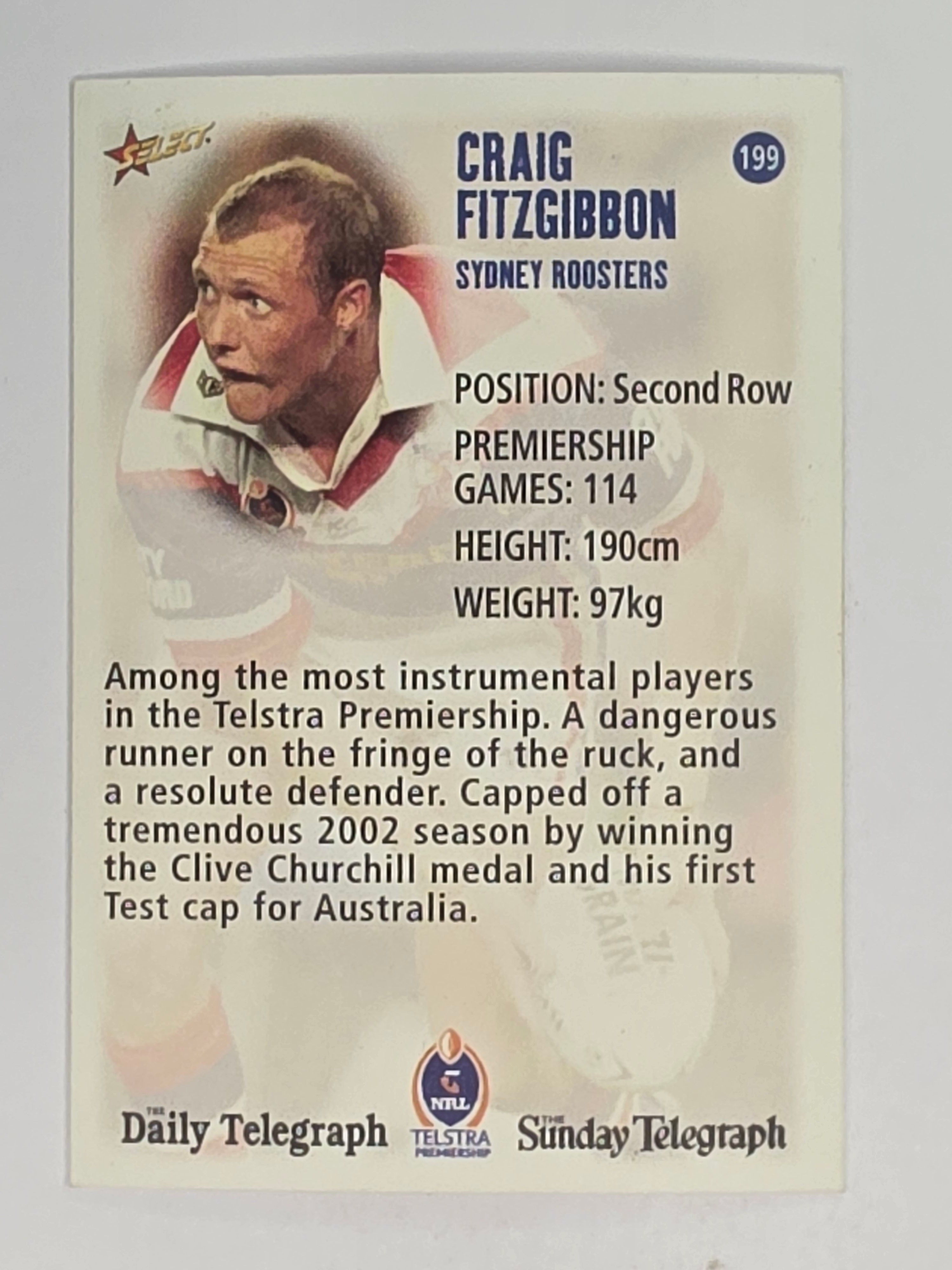 NRL 2003 Daily Telegraph | #199 | Craig Fitzgibbon | Sydney Roosters