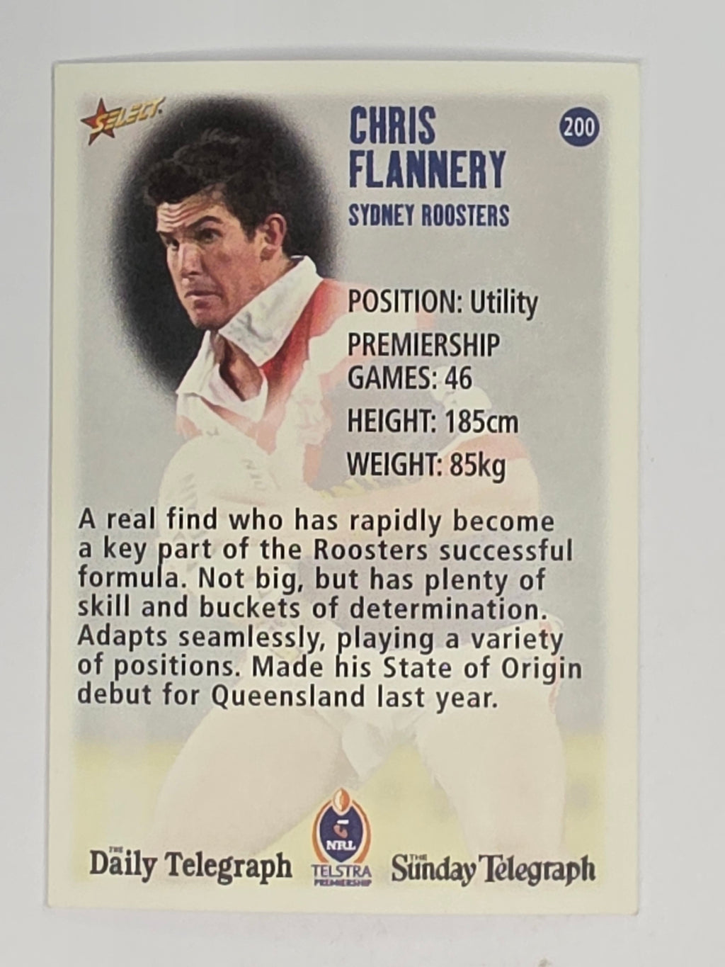 NRL 2003 Daily Telegraph | #200 | Chris Flannery | Sydney Roosters
