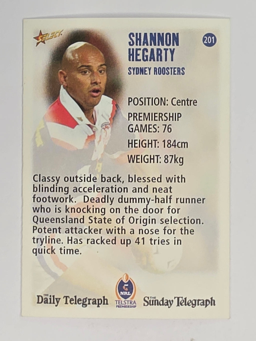 NRL 2003 Daily Telegraph | #201 | Shannon Hegarty | Sydney Roosters