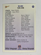 NRL 2003 Daily Telegraph | #242 | Club Card | Canterbury Bankstown Bulldogs