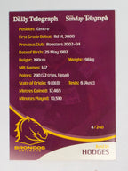 NRL 2009 Daily Telegraph | #004 | Justin Hodges | Brisbane Broncos