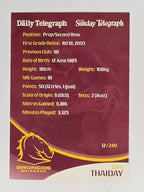 NRL 2009 Daily Telegraph | #012 | Sam Thaiday | Brisbane Broncos