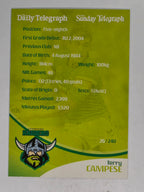 NRL 2009 Daily Telegraph | #026 | Terry Campese | Canberra Raiders