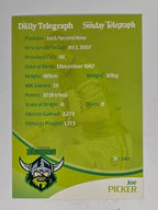 NRL 2009 Daily Telegraph | #031 | Joe Picker | Canberra Raiders