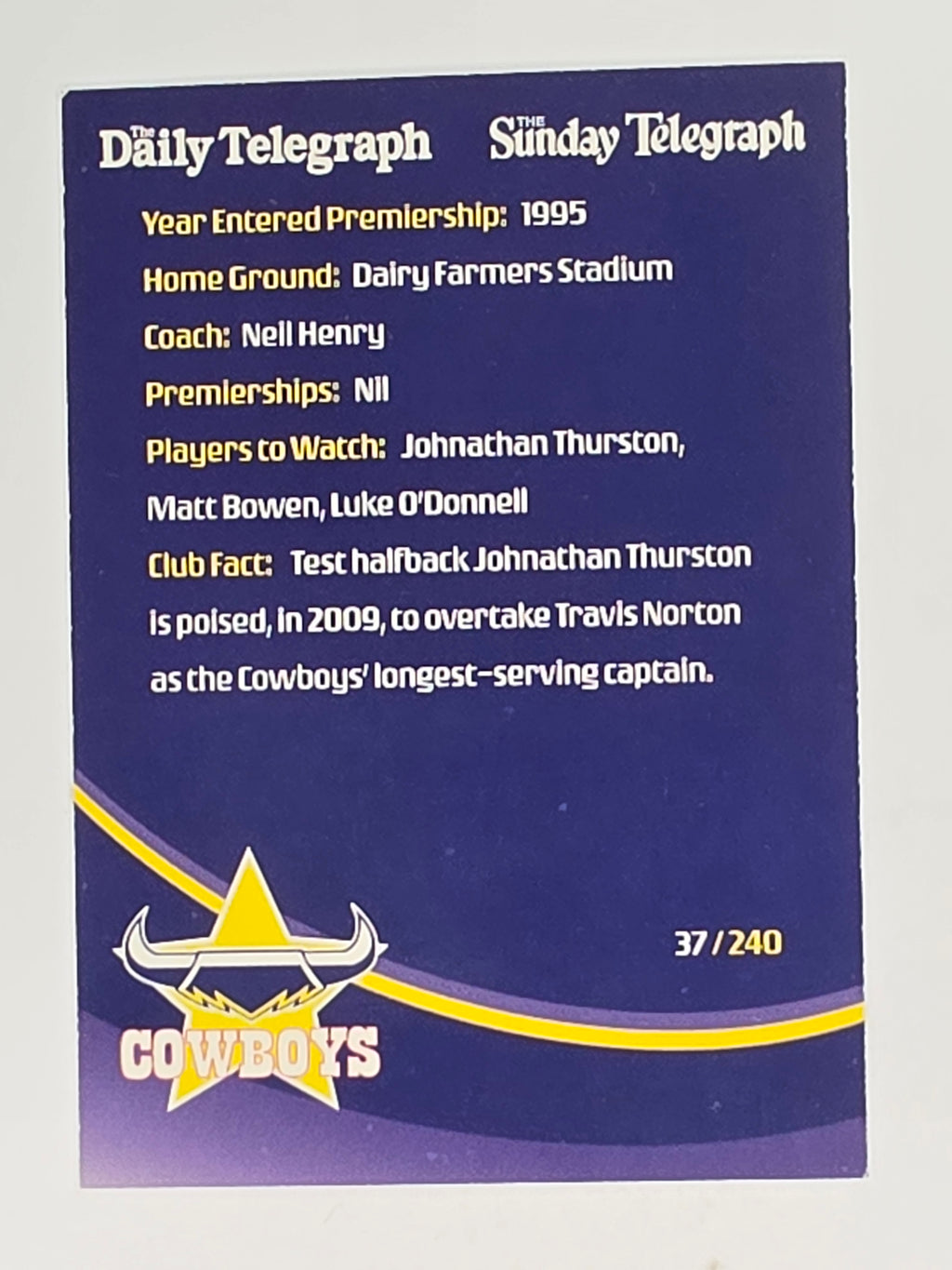 NRL 2009 Daily Telegraph | #037 | Logo | North Queensland Cowboys