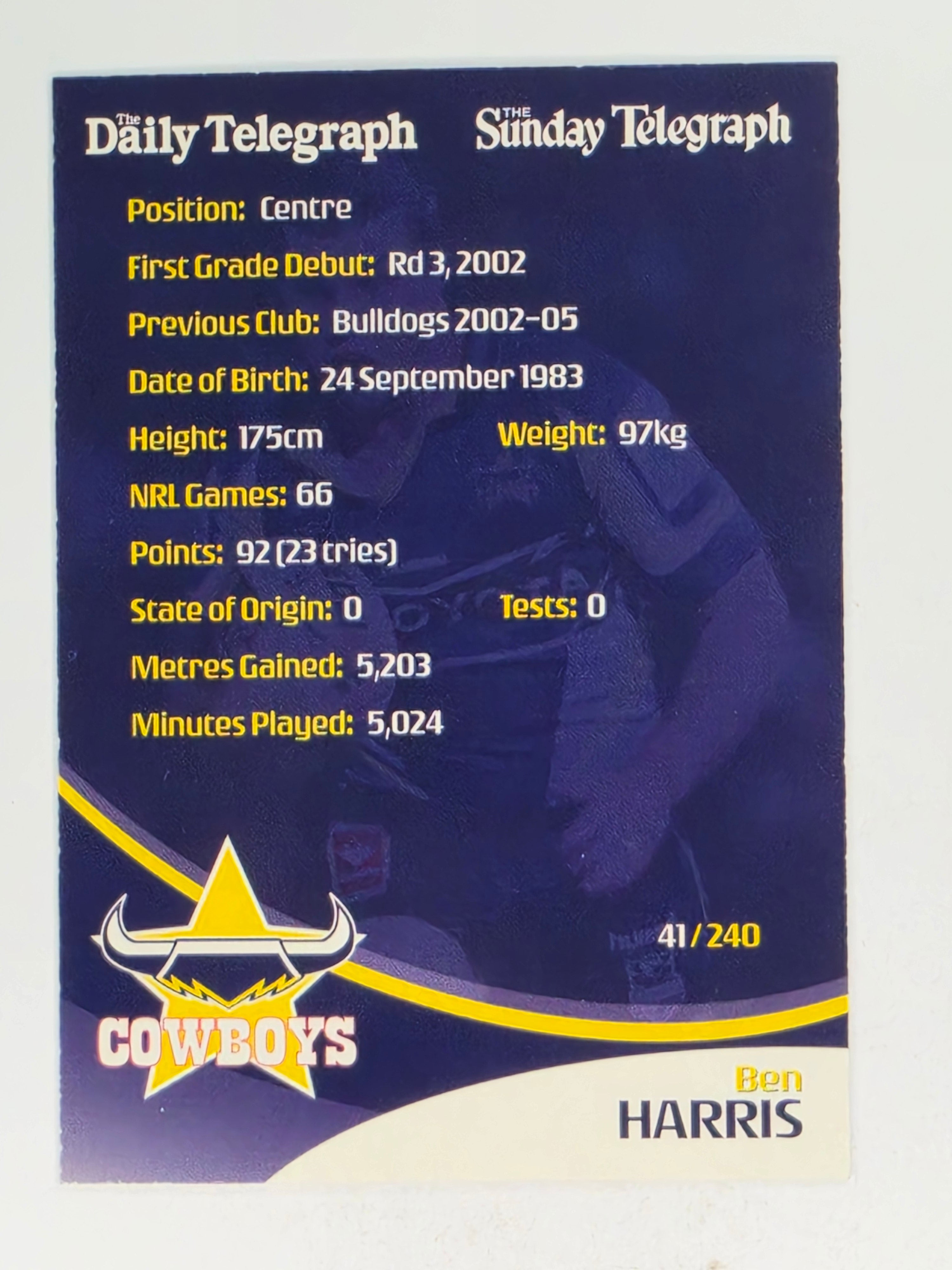 NRL 2009 Daily Telegraph | #041 | Ben Harris | North Queensland Cowboys