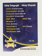 NRL 2009 Daily Telegraph | #043 | Manase Manuokafoa | North Queensland Cowboys
