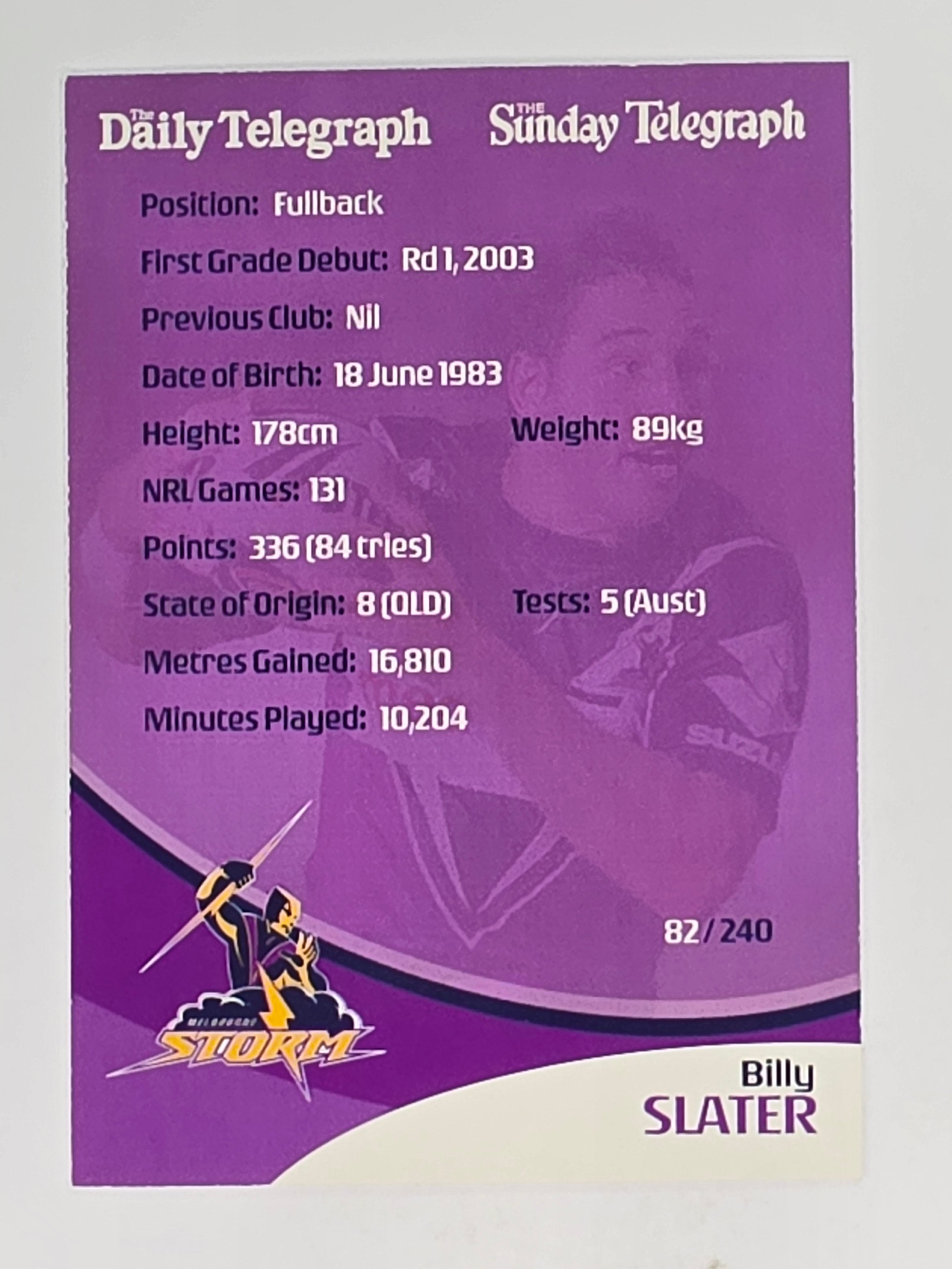 NRL 2009 Daily Telegraph | #082 | Billy Slater | Melbourne Storm