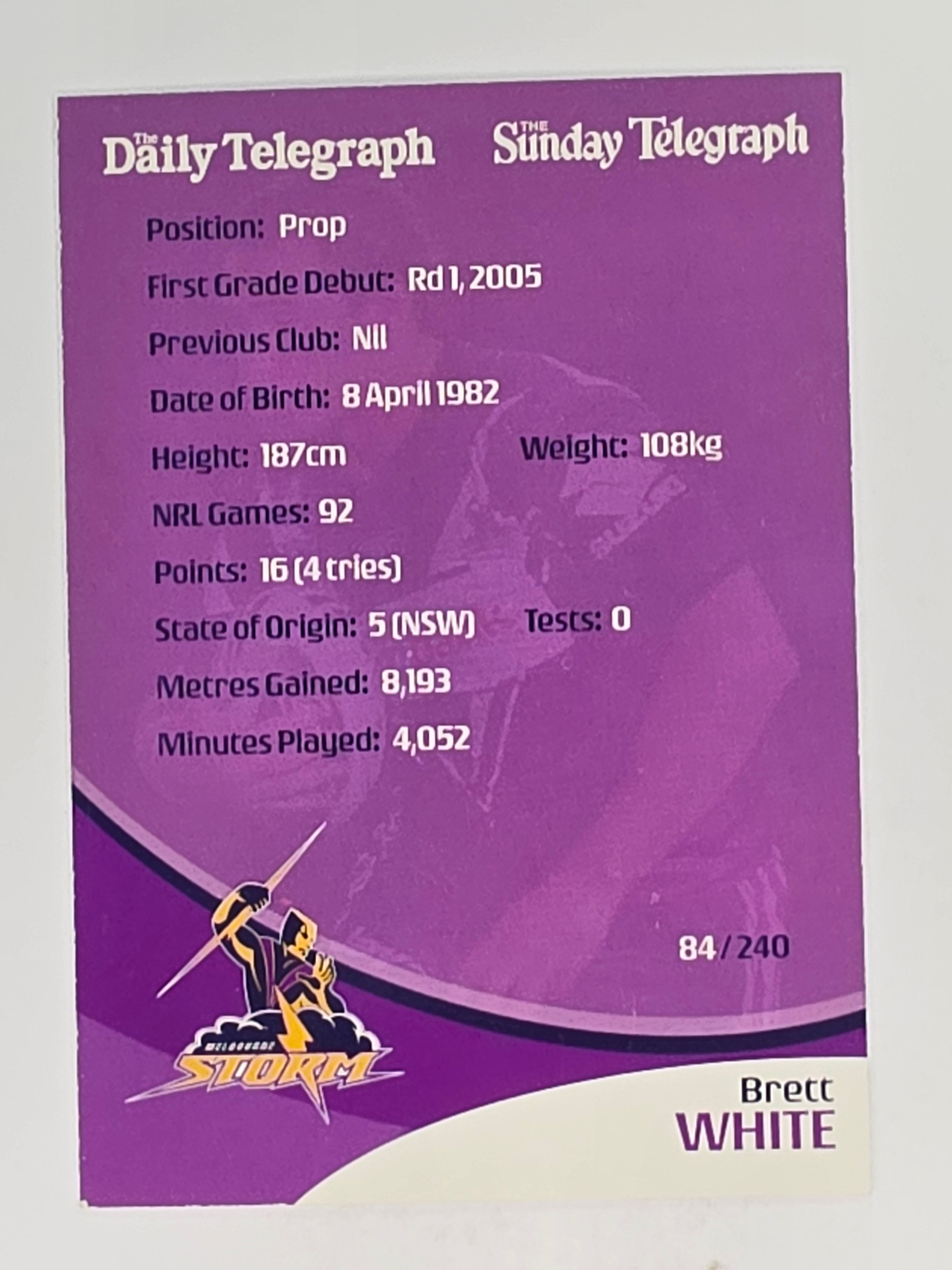 NRL 2009 Daily Telegraph | #084 | Brett White | Melbourne Storm