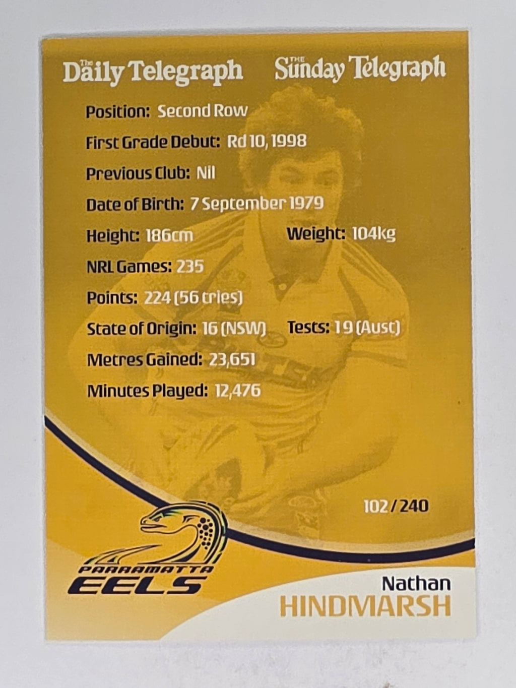 NRL 2009 Daily Telegraph | #102 | Nathan Hindmarsh | Parramatta Eels