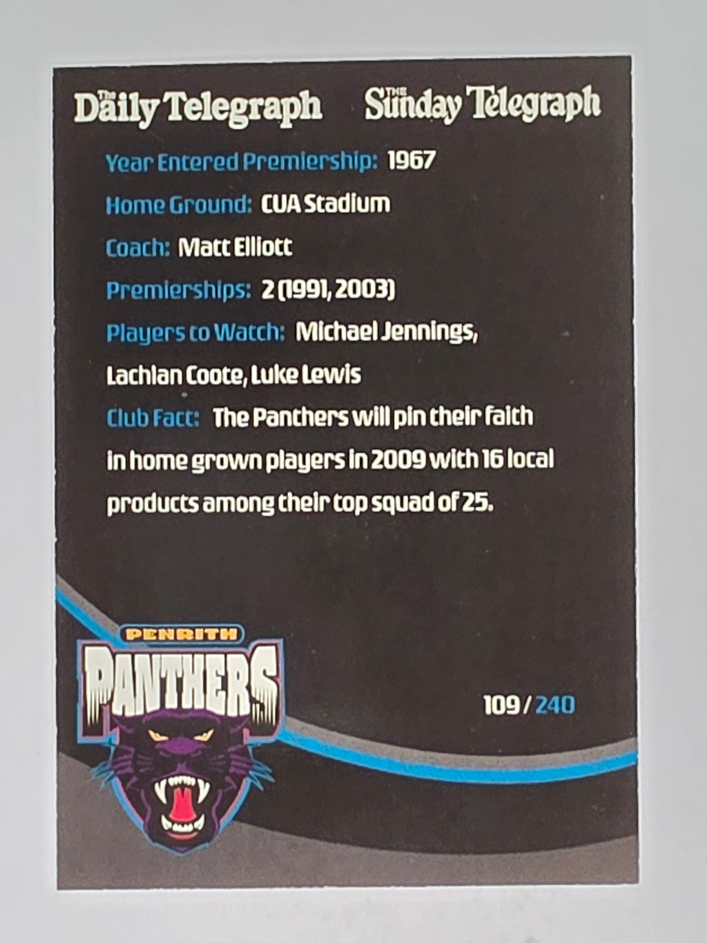 NRL 2009 Daily Telegraph | #109 | Logo | Penrith Panthers