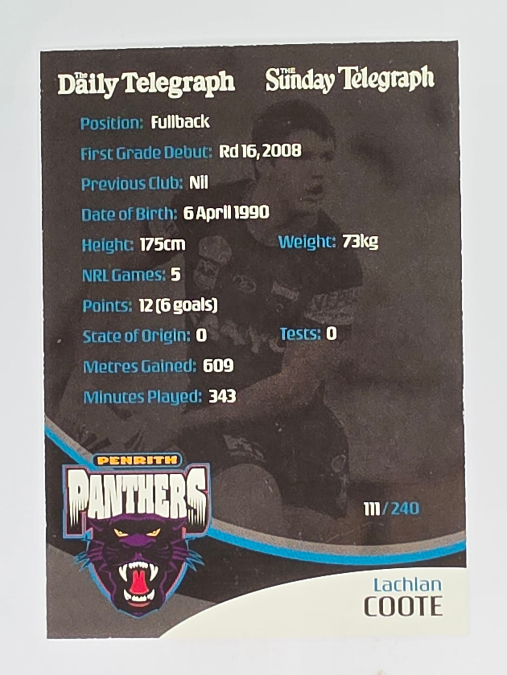NRL 2009 Daily Telegraph | #111 | Lachlan Coote | Penrith Panthers