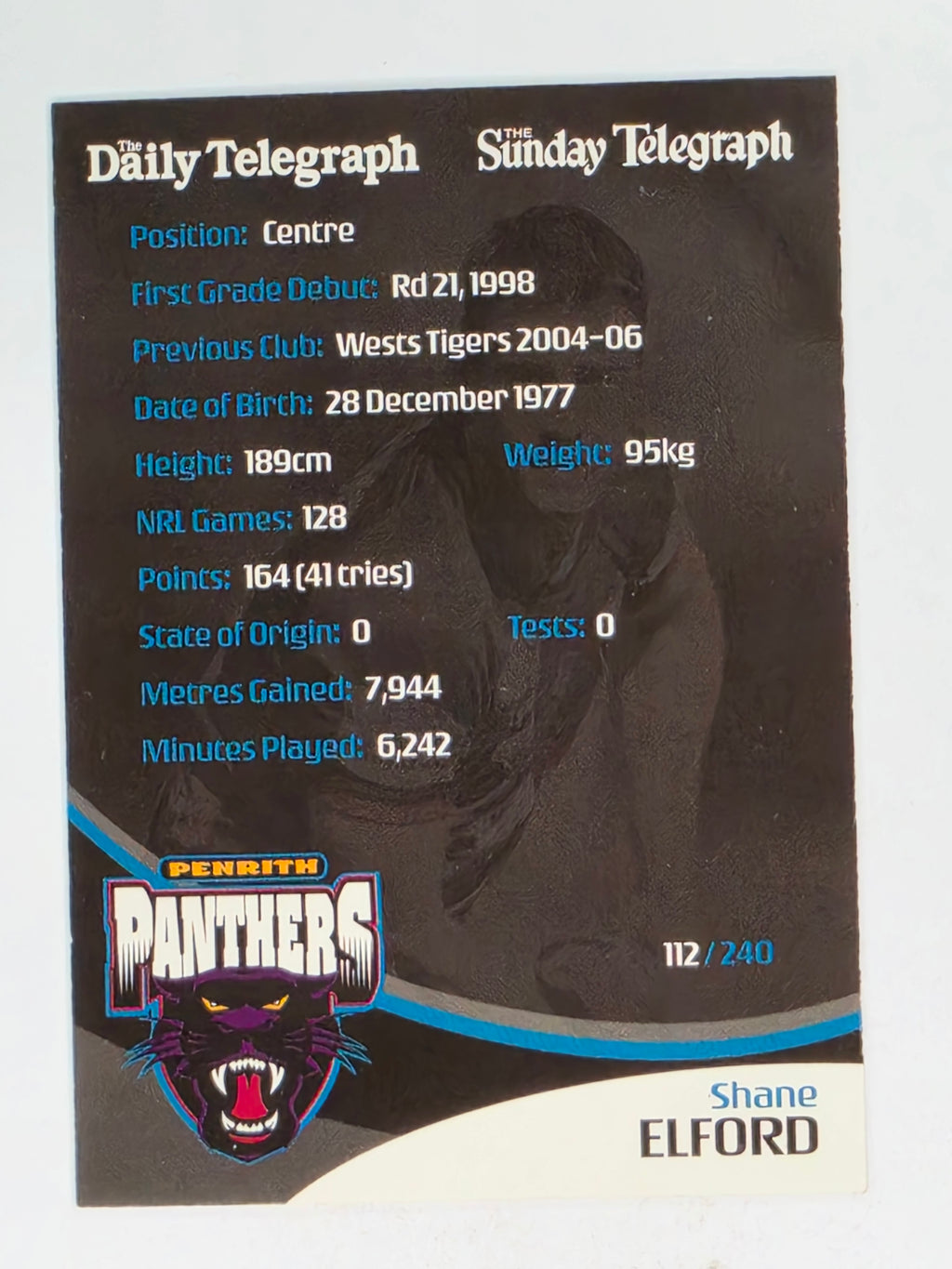 NRL 2009 Daily Telegraph | #112 | Shane Elford | Penrith Panthers
