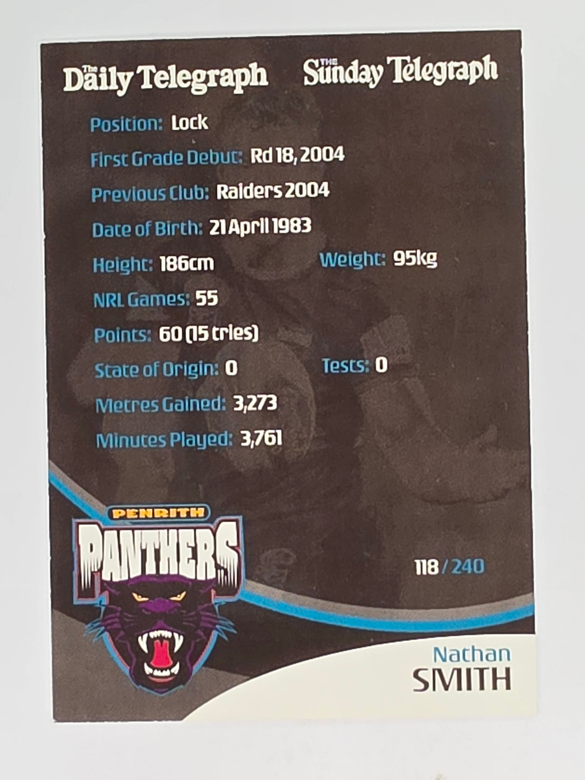 NRL 2009 Daily Telegraph | #118 | Nathan Smith | Penrith Panthers