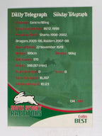 NRL 2009 Daily Telegraph | #134 | Colin Best | South Sydney Rabbitohs