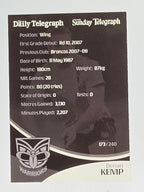 NRL 2009 Daily Telegraph | #173 | Denan Kemp | New Zealand Warriors