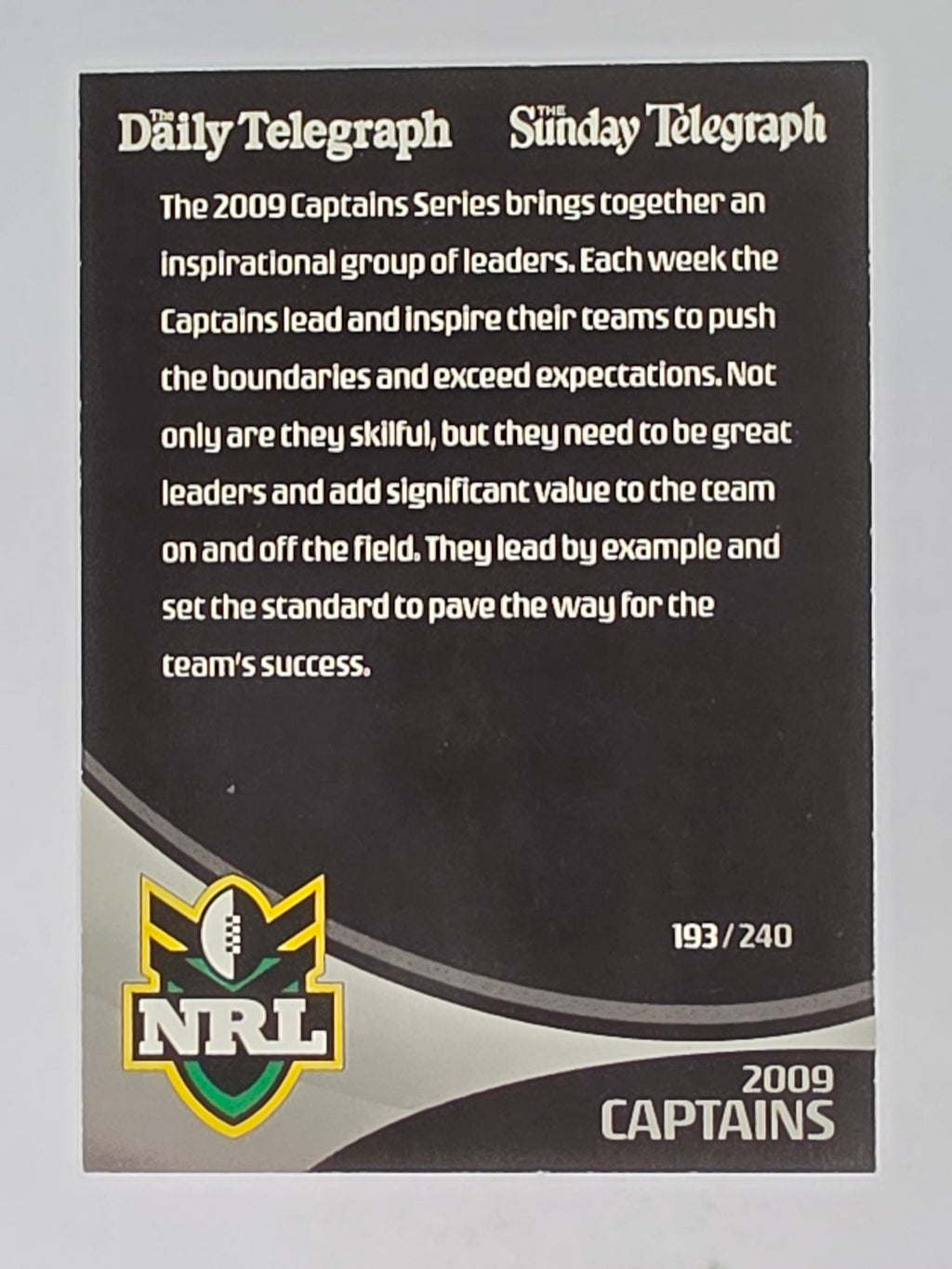 NRL 2009 Daily Telegraph | #193 | 2009 Captains | NRL