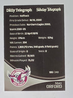 NRL 2009 Daily Telegraph | #199 | Matt Orford | Manly Warringah Sea Eagles