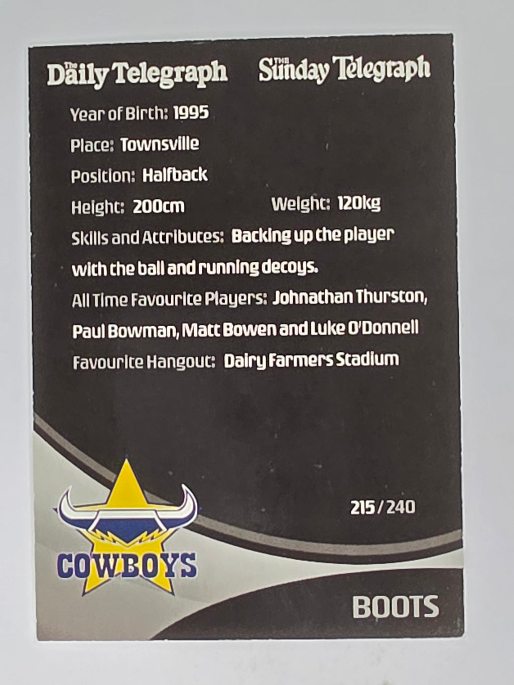 NRL 2009 Daily Telegraph | #215 | Team Mascot | North Queensland Cowboys