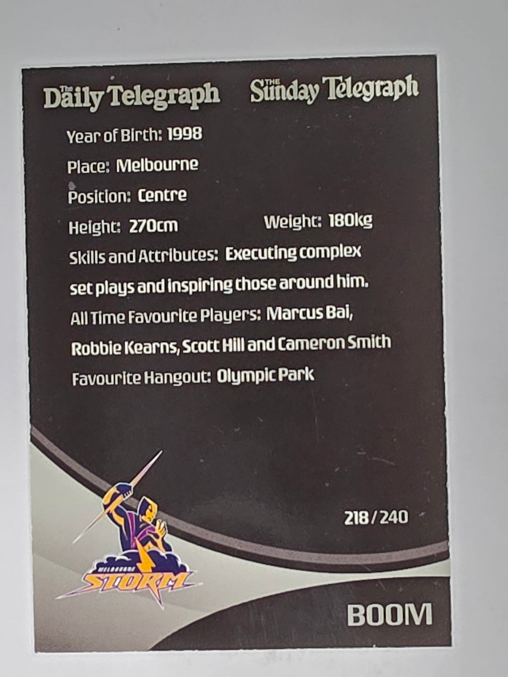 NRL 2009 Daily Telegraph | #218 | Team Mascot | Melbourne Storm