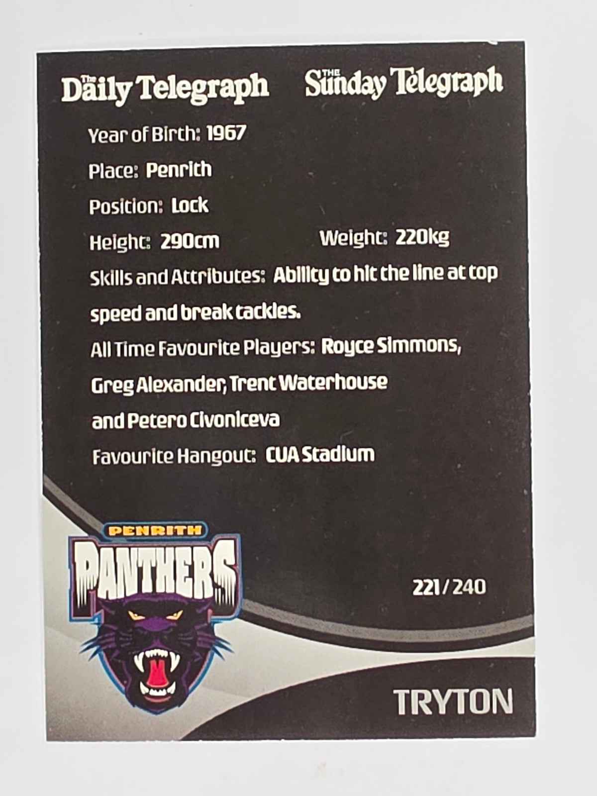 NRL 2009 Daily Telegraph | #221 | Team Mascot | Penrith Panthers